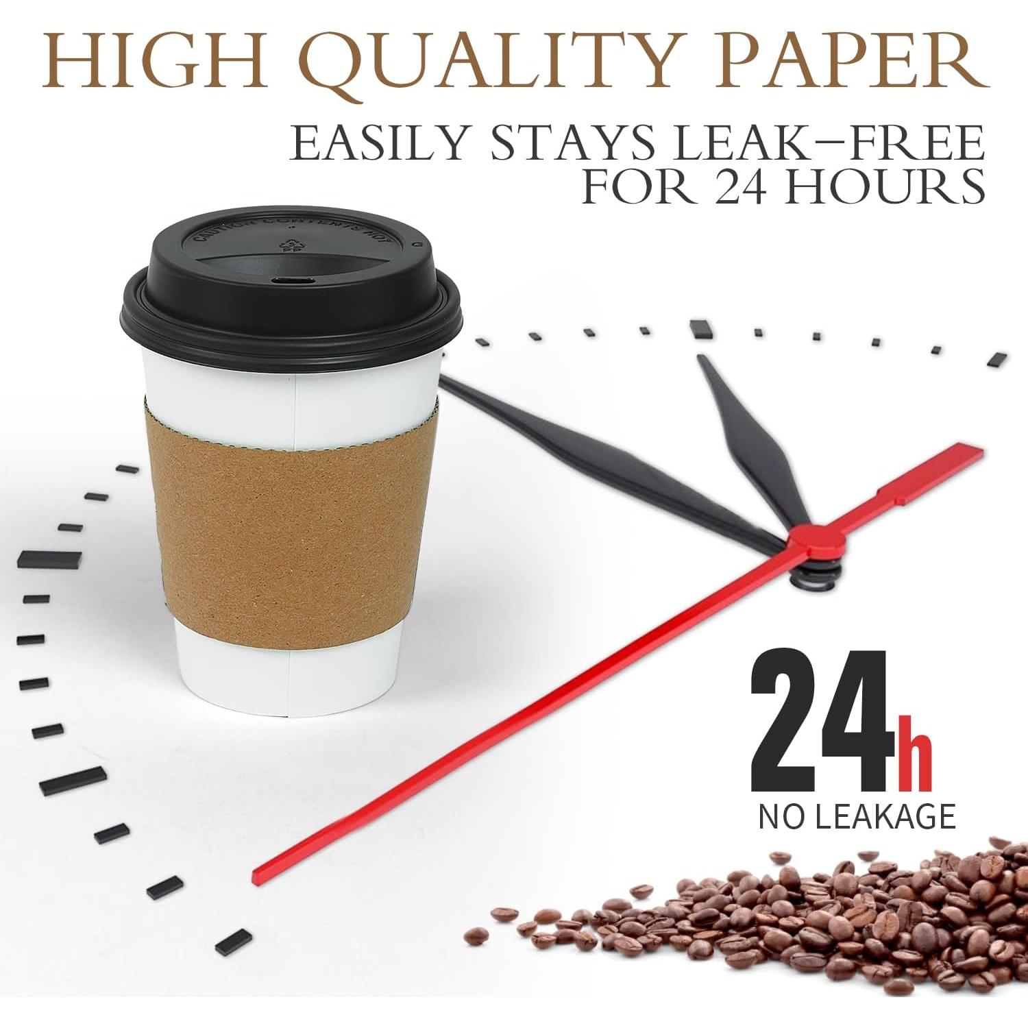 Vasos de Papel Desechables Ginkgo 100 Unidades 12 oz con Tapas