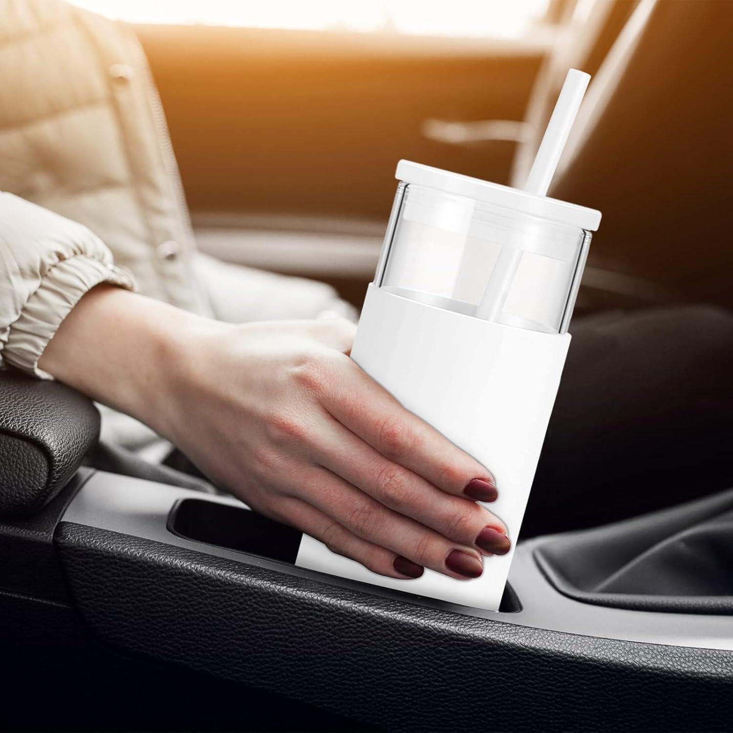 Vaso de Vidrio de Borosilicato 20 oz Tronco Rosa con Tapa