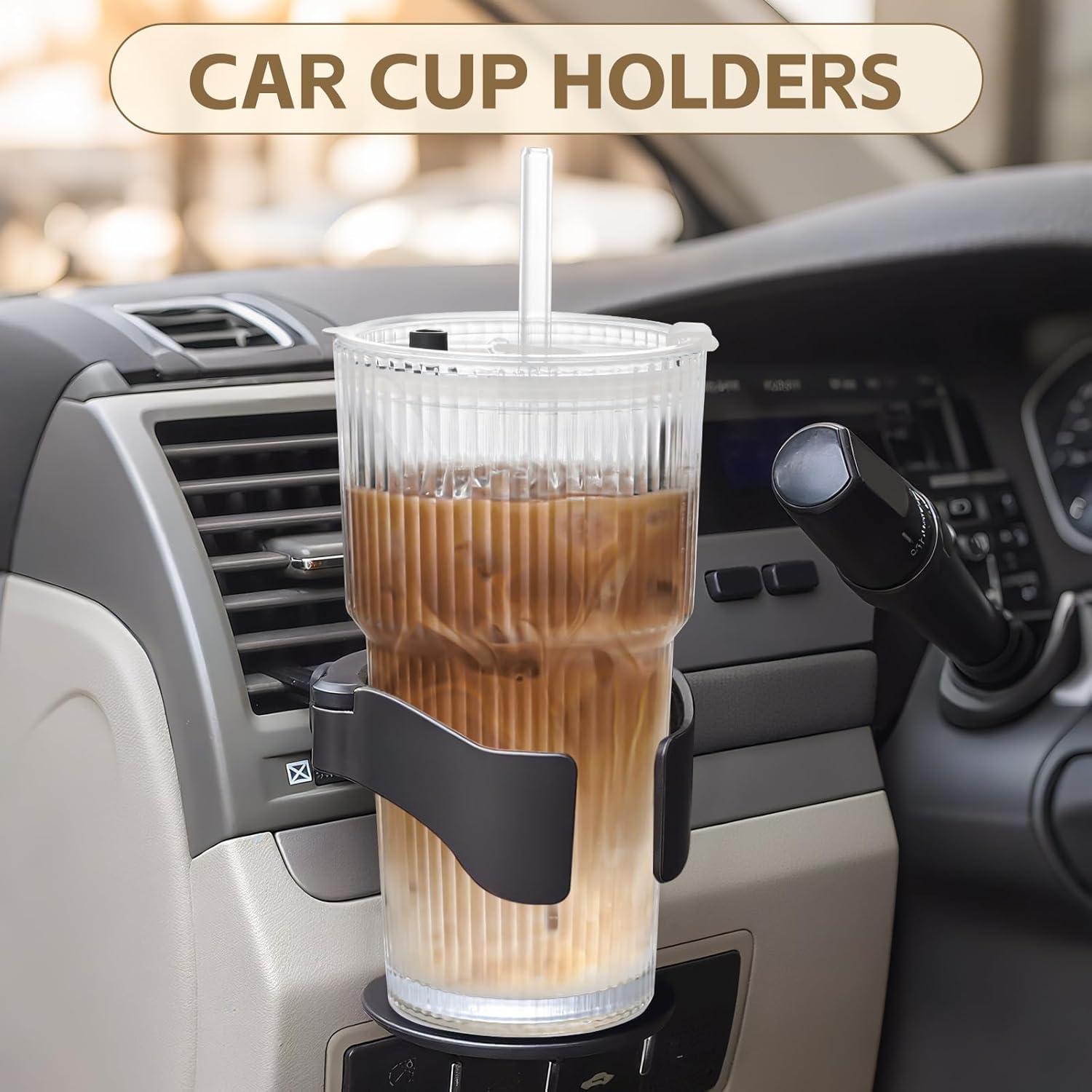 Set de 2 Tazas de Vidrio AFINSEA 590 ml con Popote y Tapa