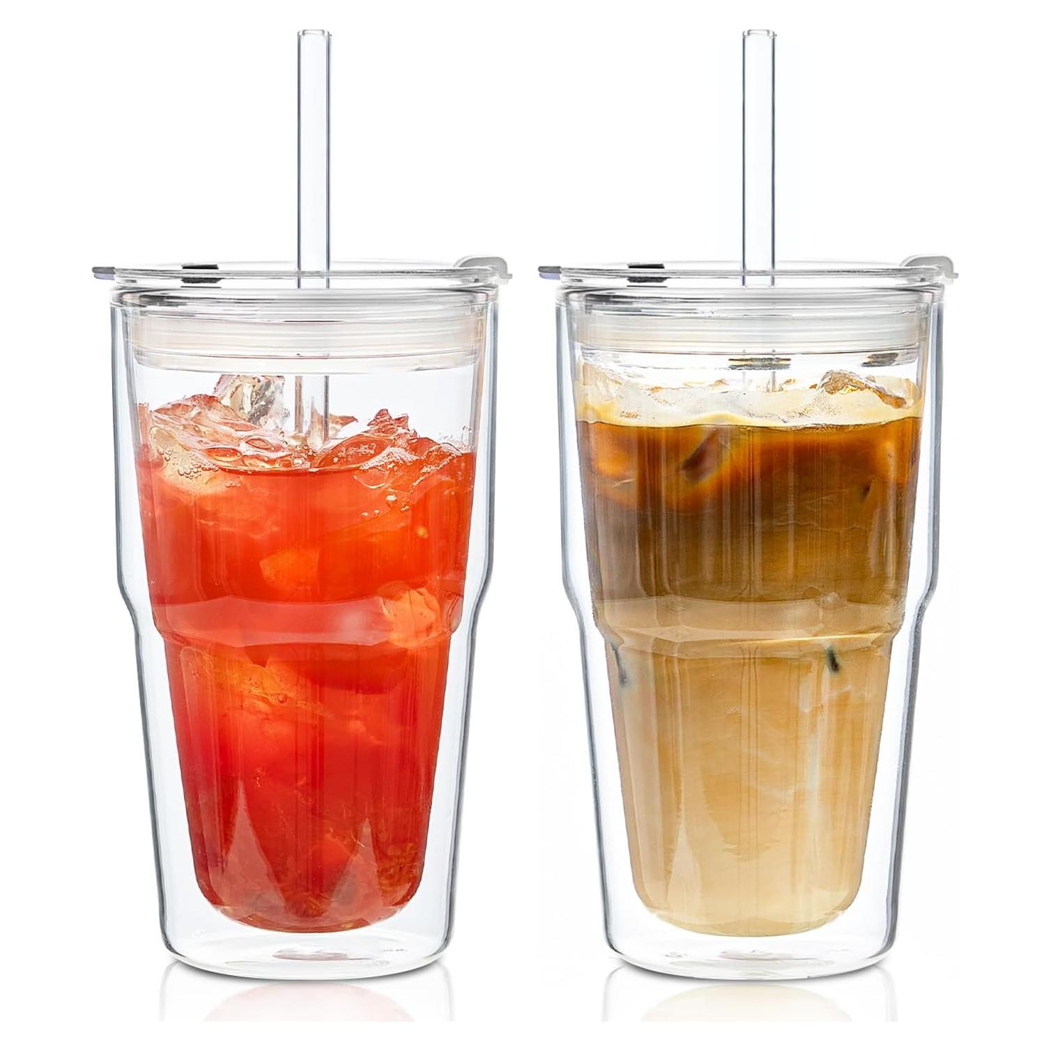 Vasos de Vidrio Borosilicato Doble Pared KEMORELA 473ml 2PCS