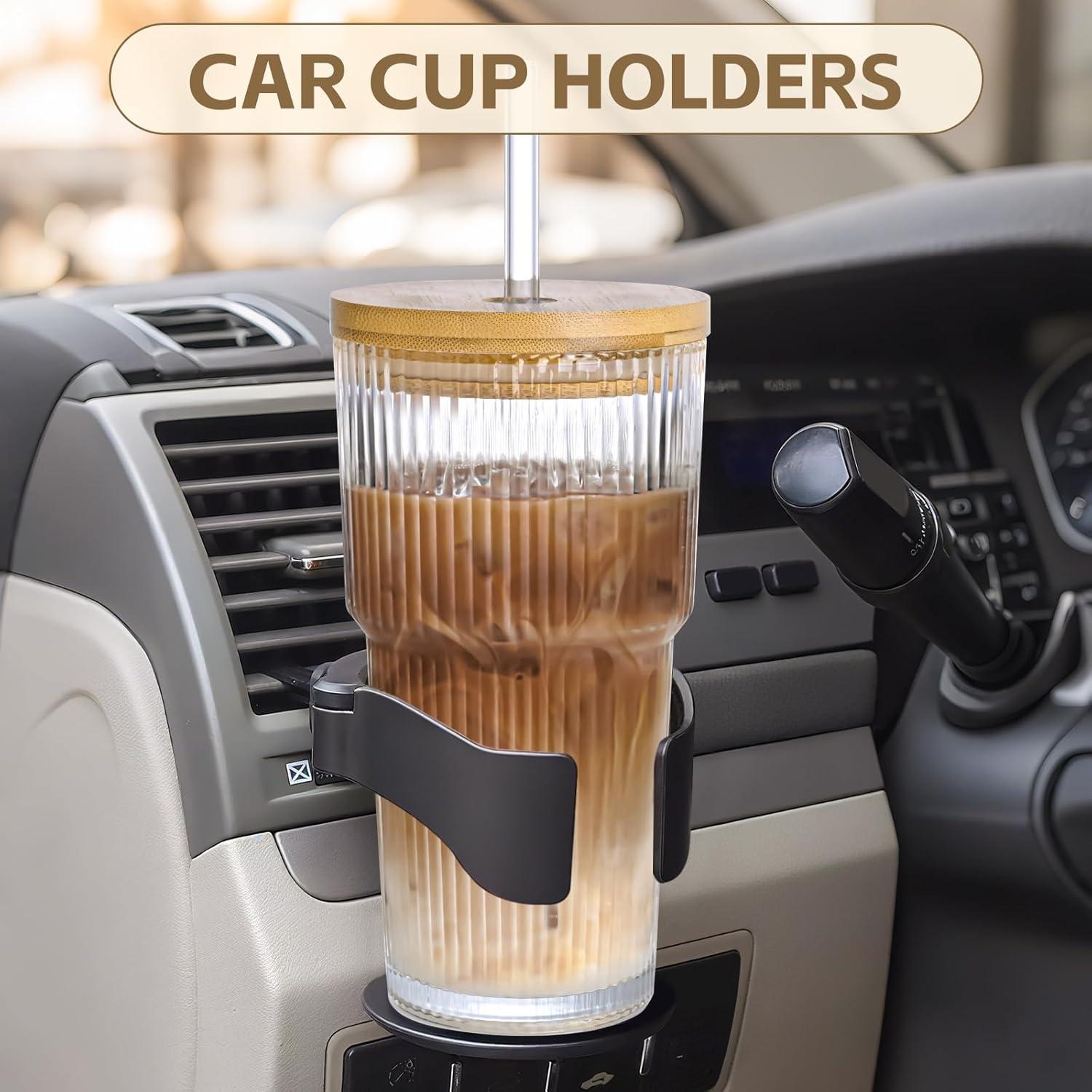 Taza de Vidrio Estriado 20oz AFINSEA con Tapa y Popote