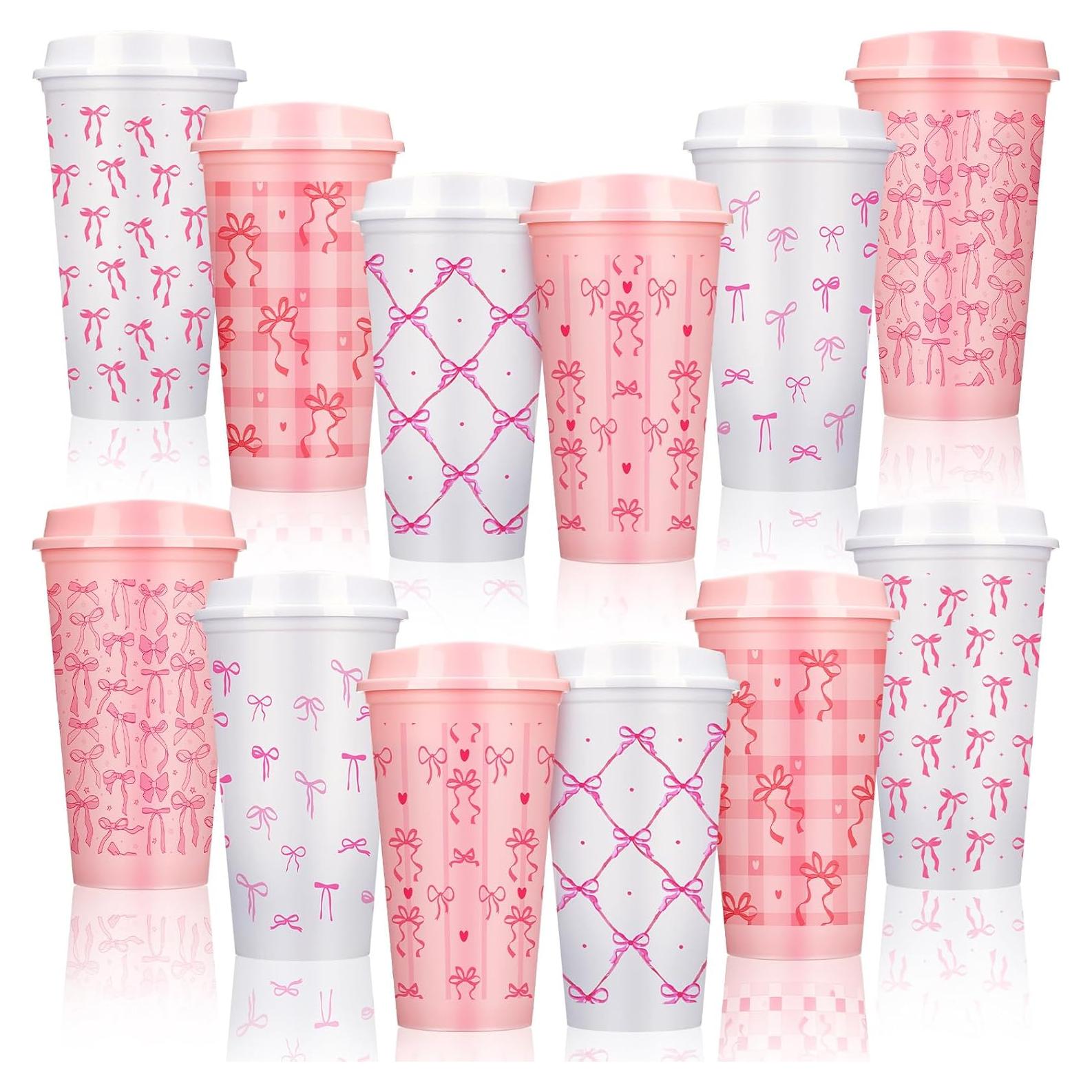 Tazas de Café Reutilizables Skylety 12 Pcs 0.47 L Lazo Rosa