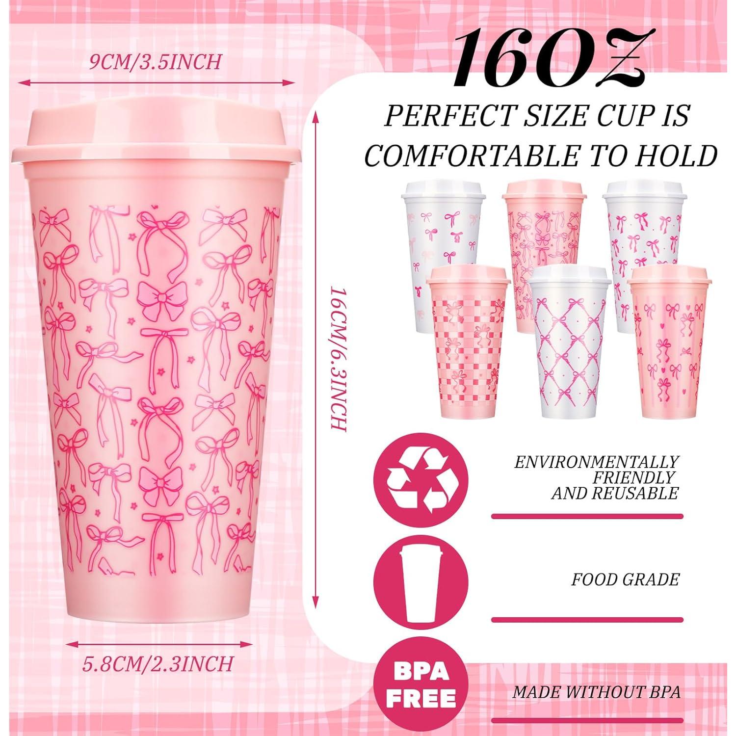 Tazas de Café Reutilizables Skylety 12 Pcs 0.47 L Lazo Rosa
