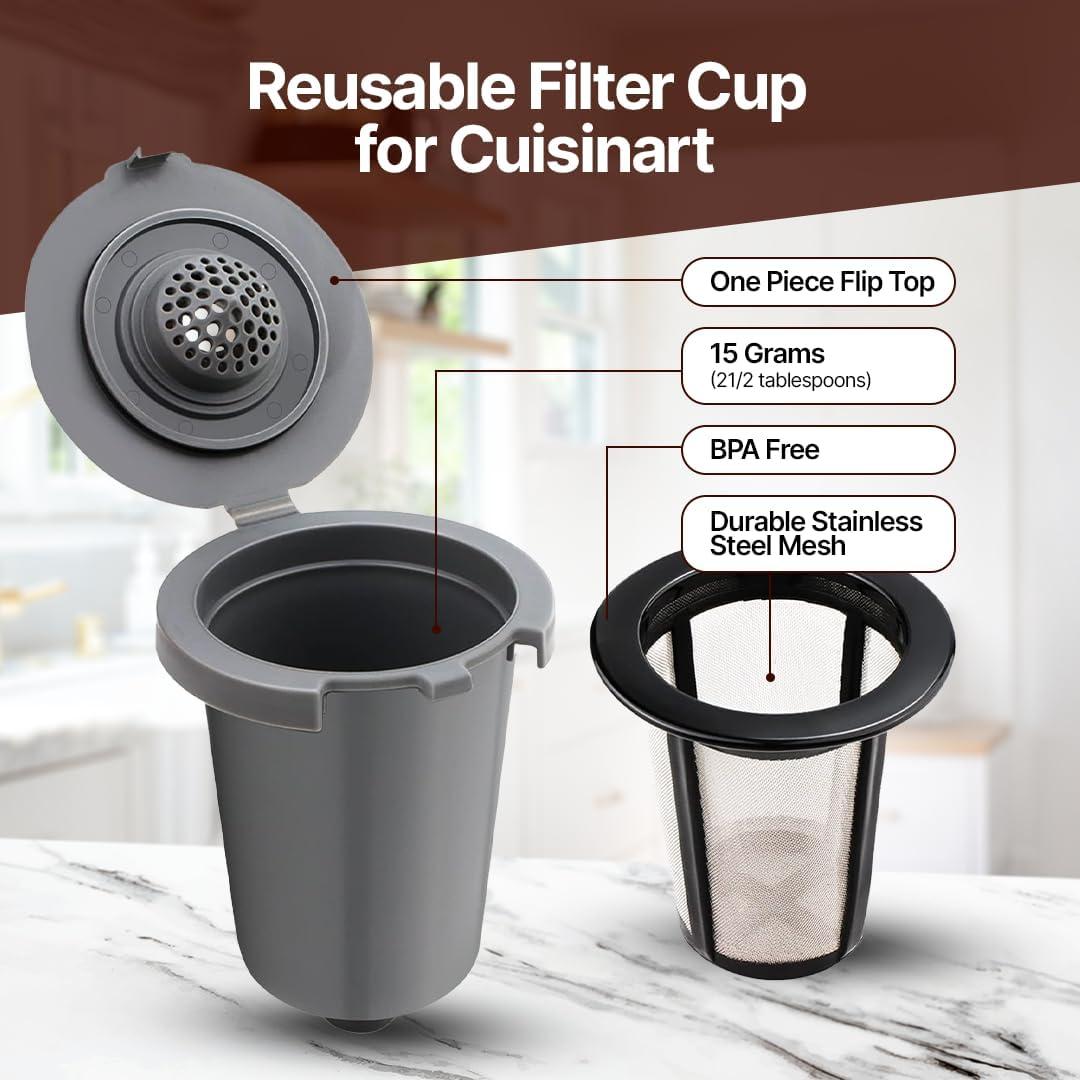 Tazas de Filtro Reutilizables BRENSTEN para Cafeteras Cuisinart - Paquete de 2 con Filtros de Malla