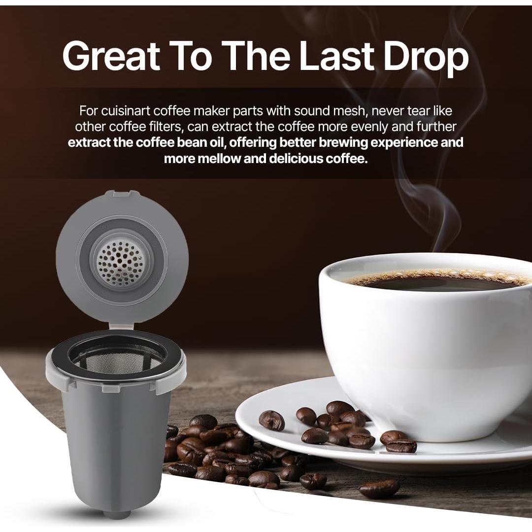 Tazas de Filtro Reutilizables BRENSTEN para Cafeteras Cuisinart - Paquete de 2 con Filtros de Malla