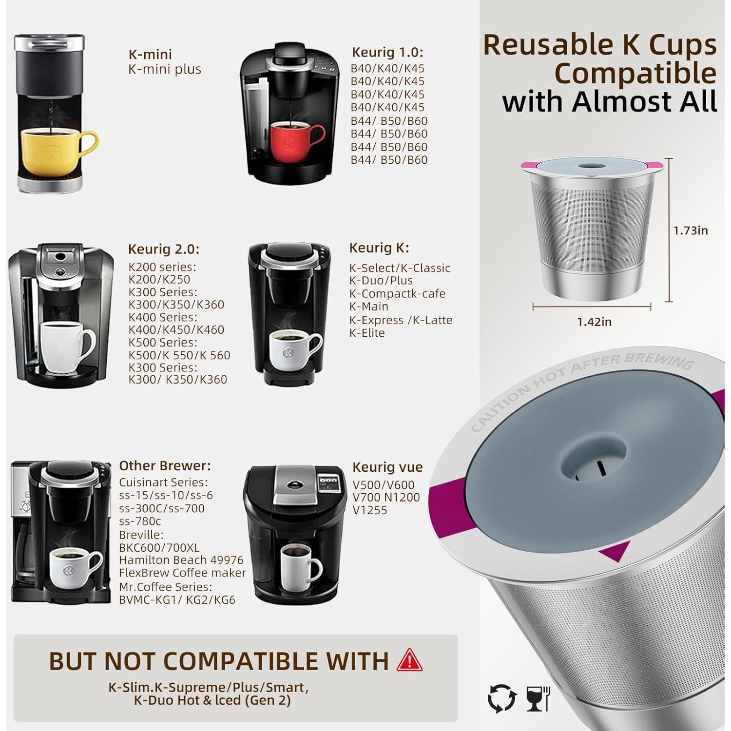 Paquete de 2 Cápsulas de Café Reutilizables K Acero Inoxidable