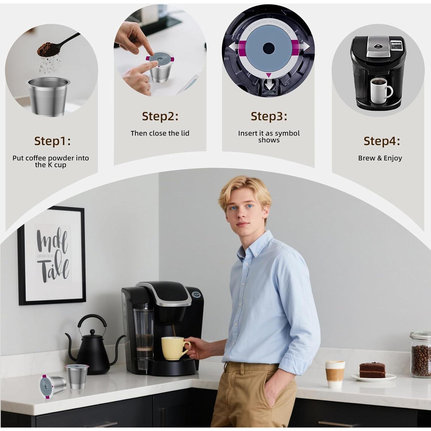 Paquete de 2 Cápsulas de Café Reutilizables K Acero Inoxidable