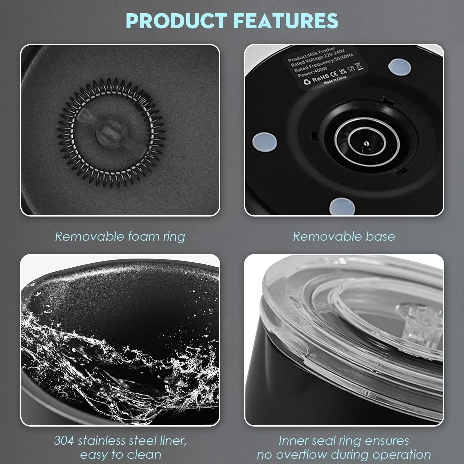 Espumador de Leche Eléctrico Yoyomax 350ml 4 en 1 Automático