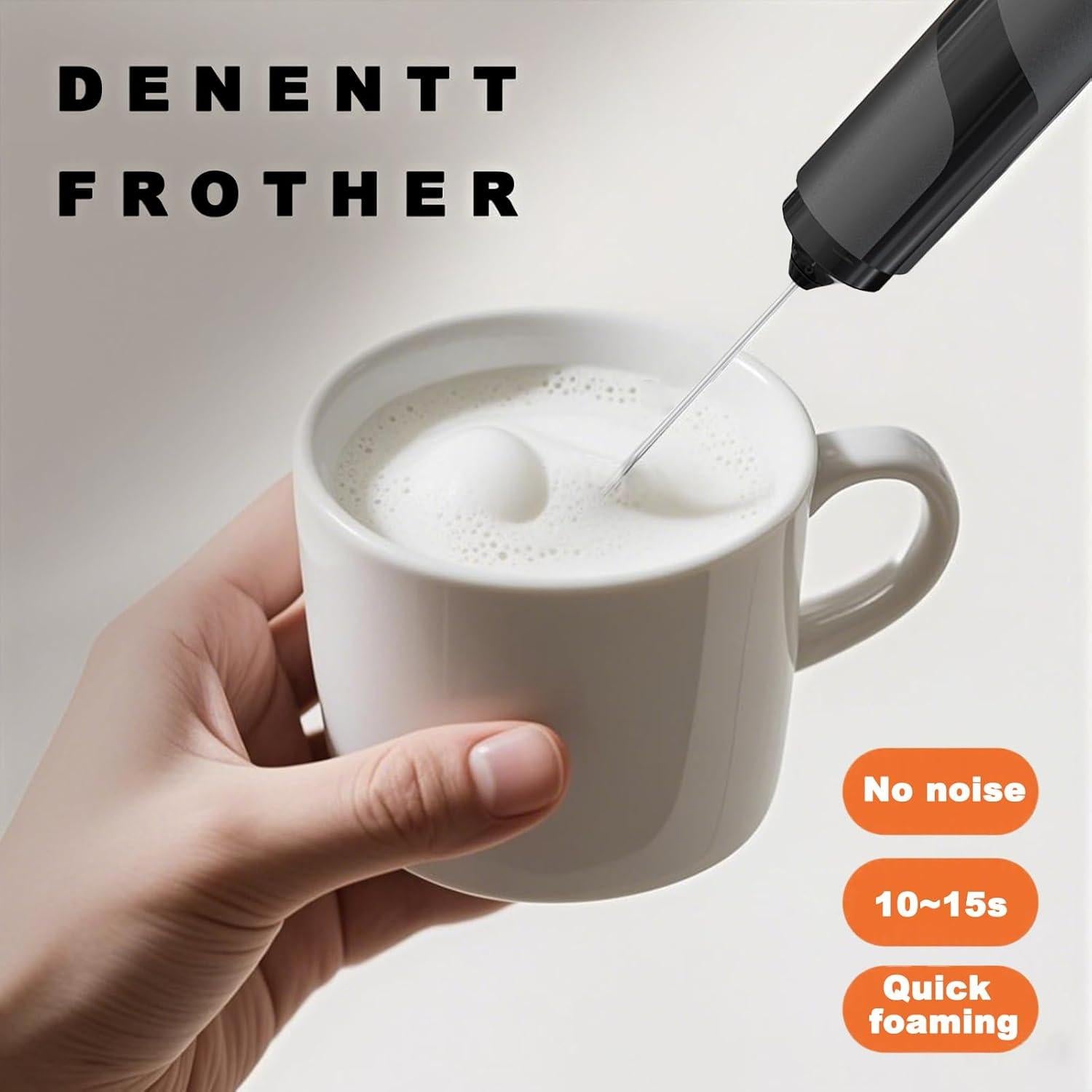 Espumador de Leche DENENTT NPQ con Tapa - 108.9g, Silencioso