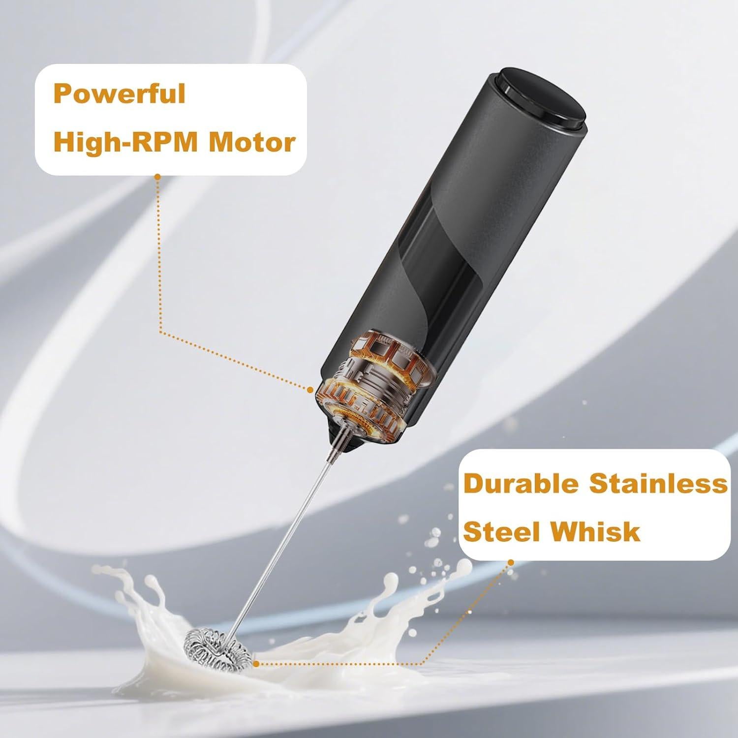 Espumador de Leche DENENTT NPQ con Tapa - 108.9g, Silencioso