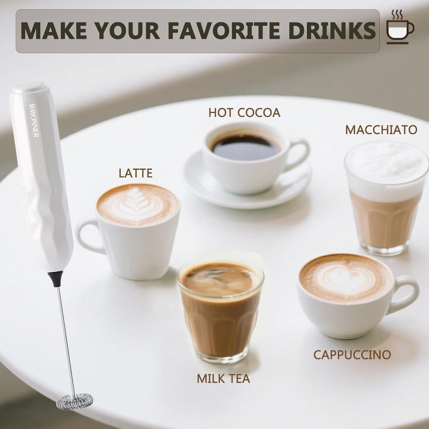 Espumador de Leche RAYONNER CHN001 Blanco - Sin Cable