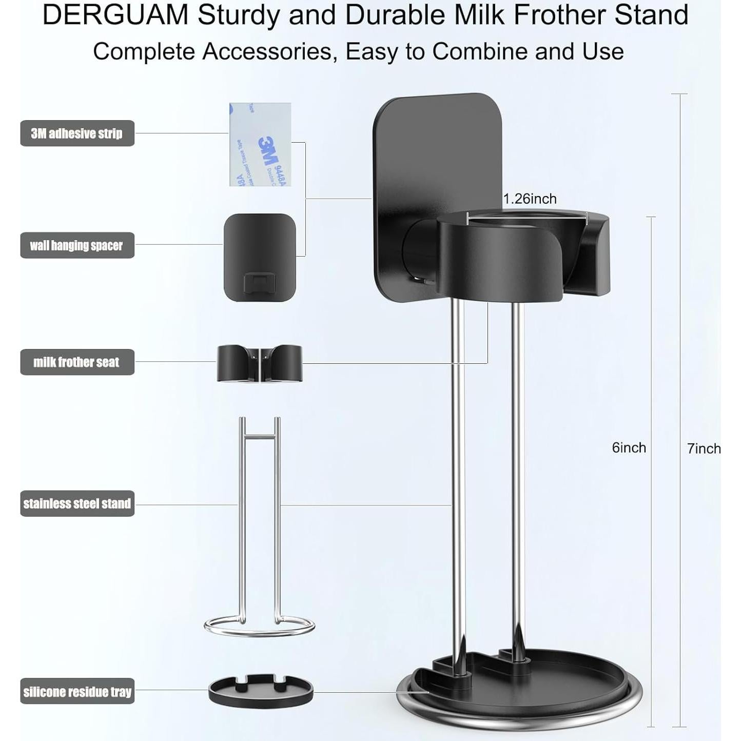 Soporte para Espumador de Leche DERGUAM Acero Inoxidable Negro