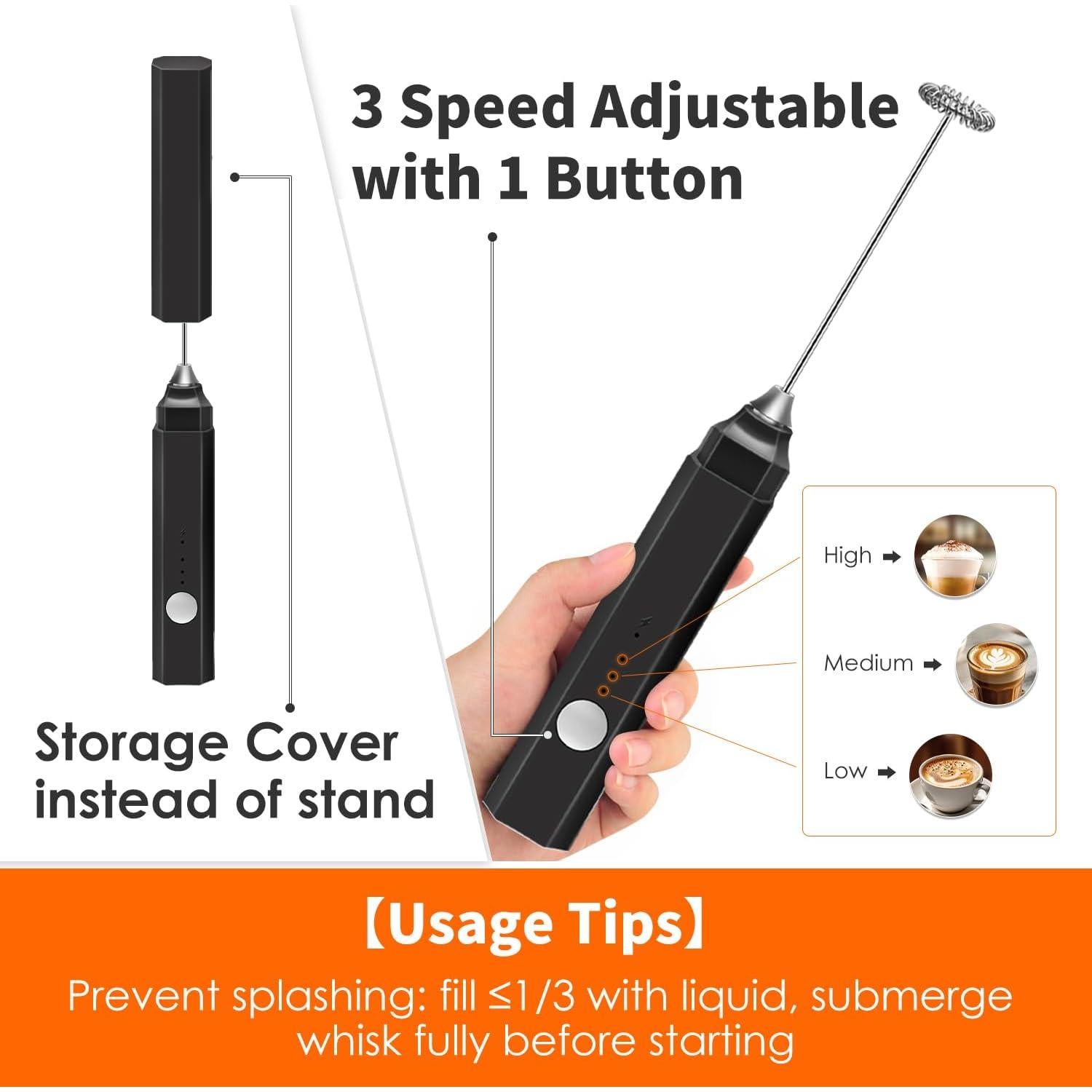 Espumador de Leche Recargable Styuanmmy 3 Velocidades 130g