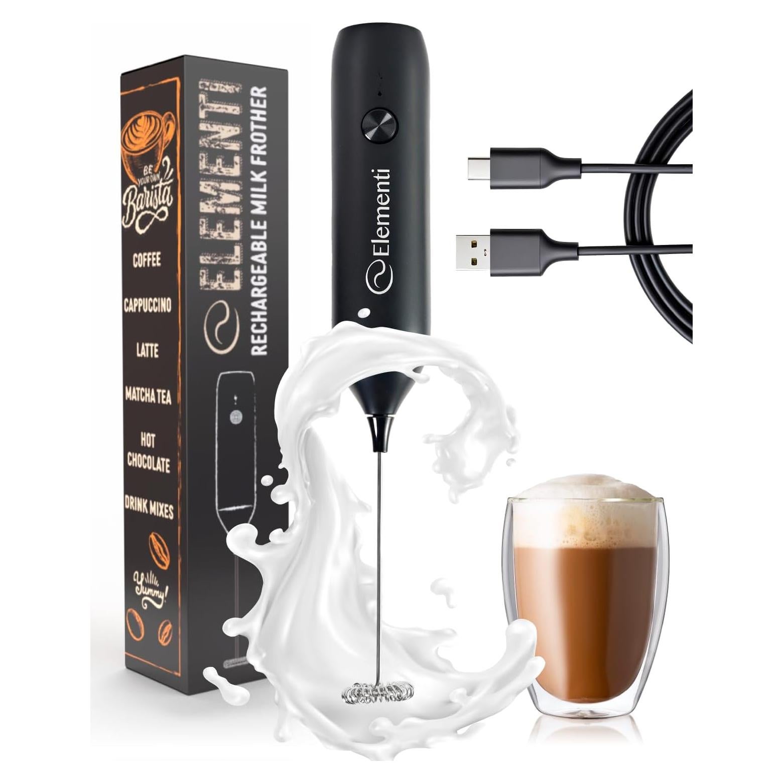 Espumador de Leche Recargable Elementi MFR-PRNT - Negro