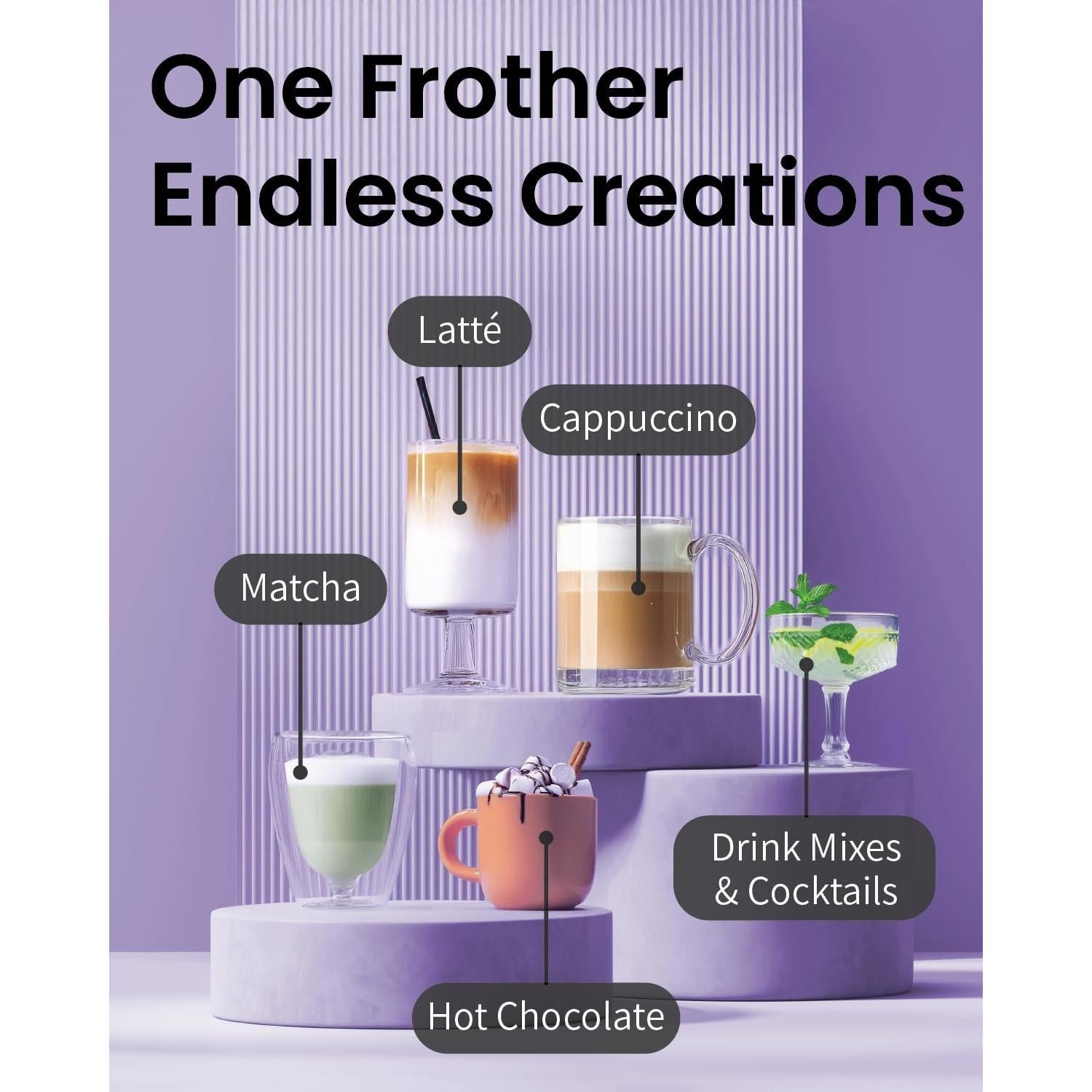 Espumador de Leche Recargable Elementi MFR-PRNT - Negro