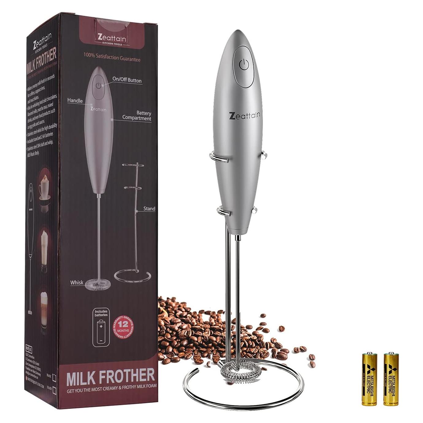 Batidor de Leche Eléctrico Portátil Zeattain - Acero Inoxidable