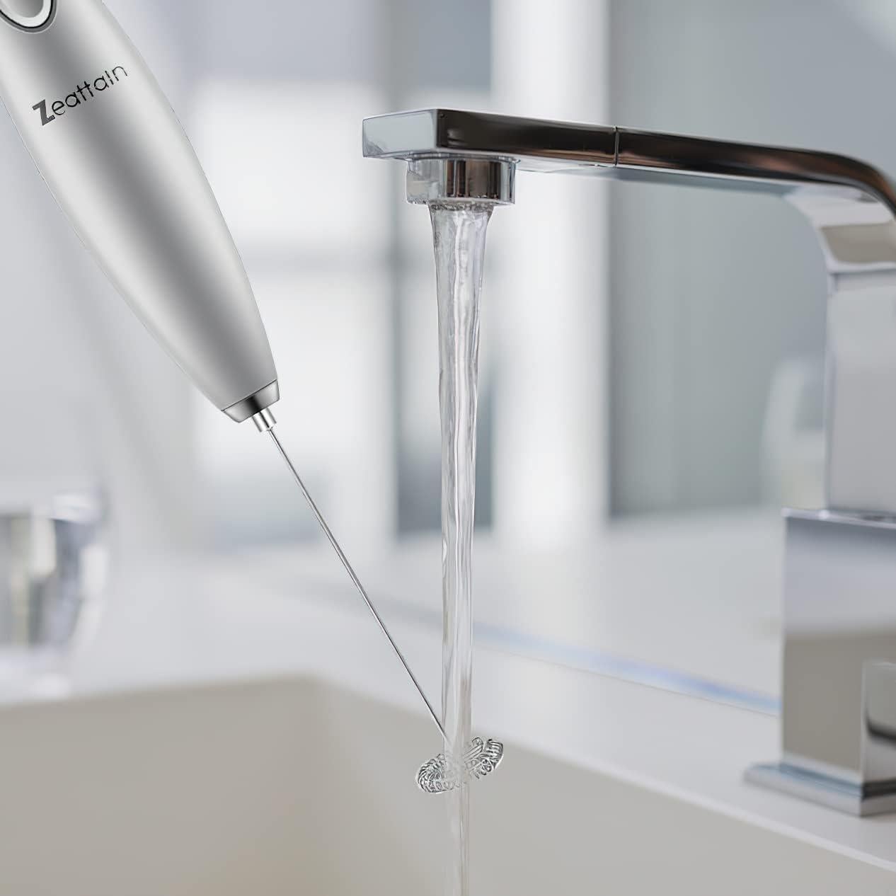 Batidor de Leche Eléctrico Portátil Zeattain - Acero Inoxidable