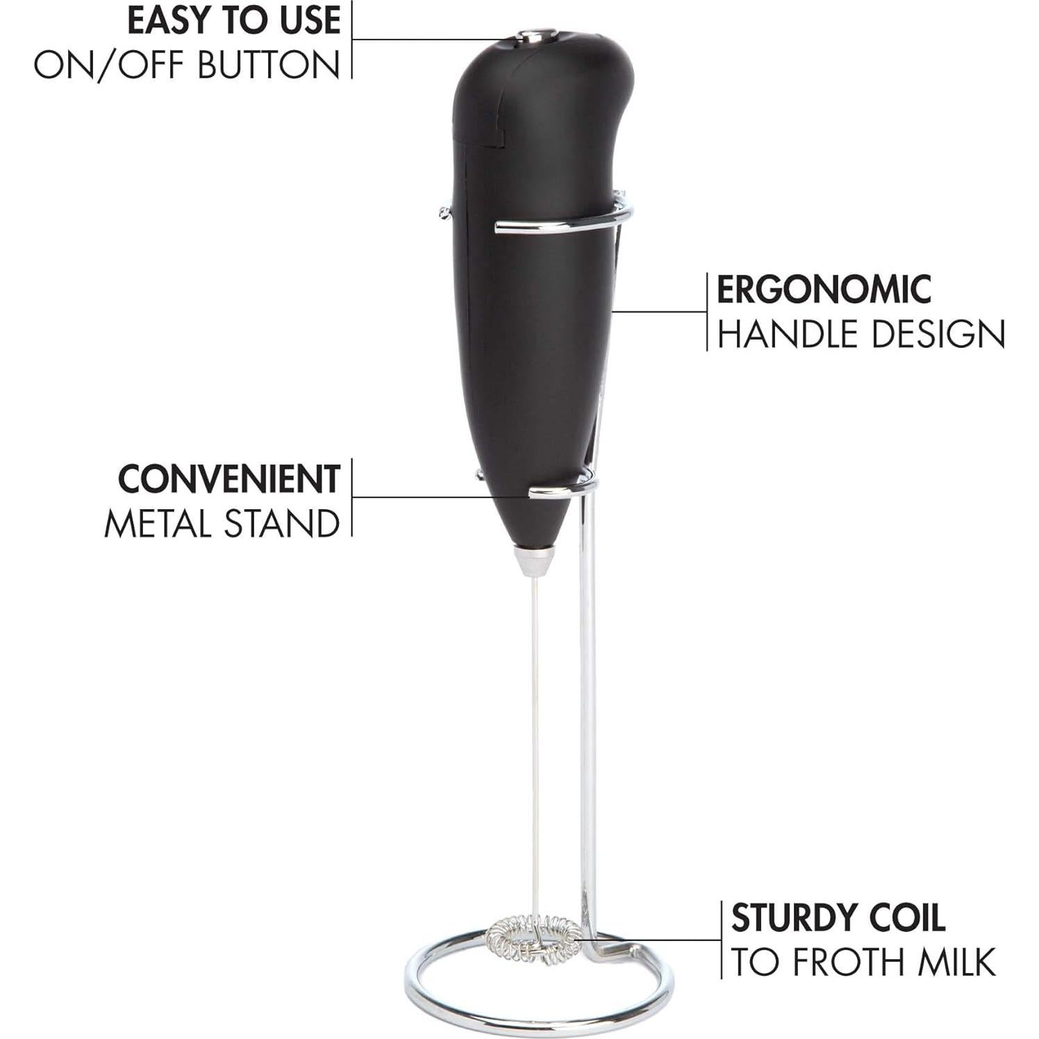 Espumador de Leche Primula con Soporte, Negro, Manual