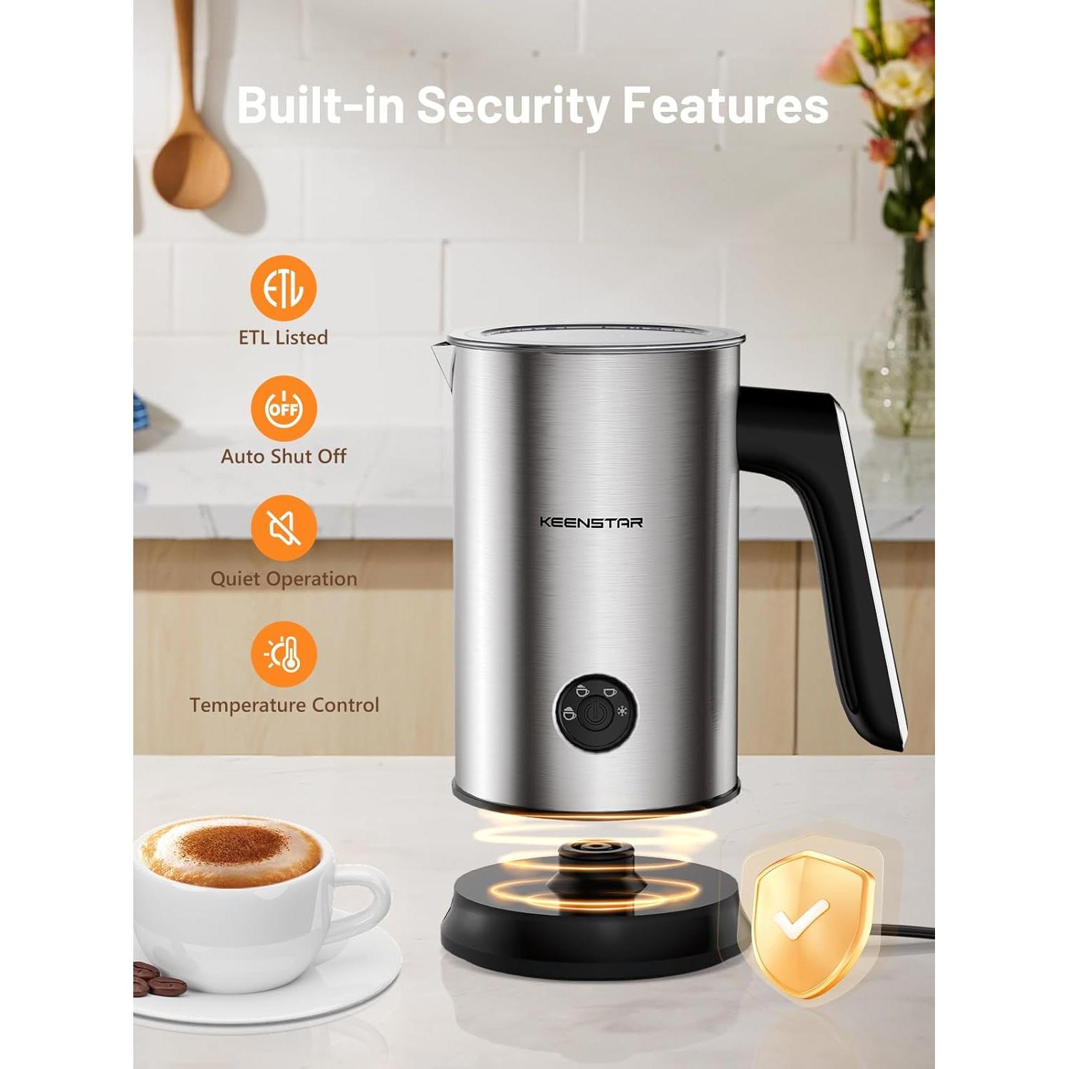 Espumador de Leche Eléctrico Keenstar MK701A 240ml Acero Inoxidable