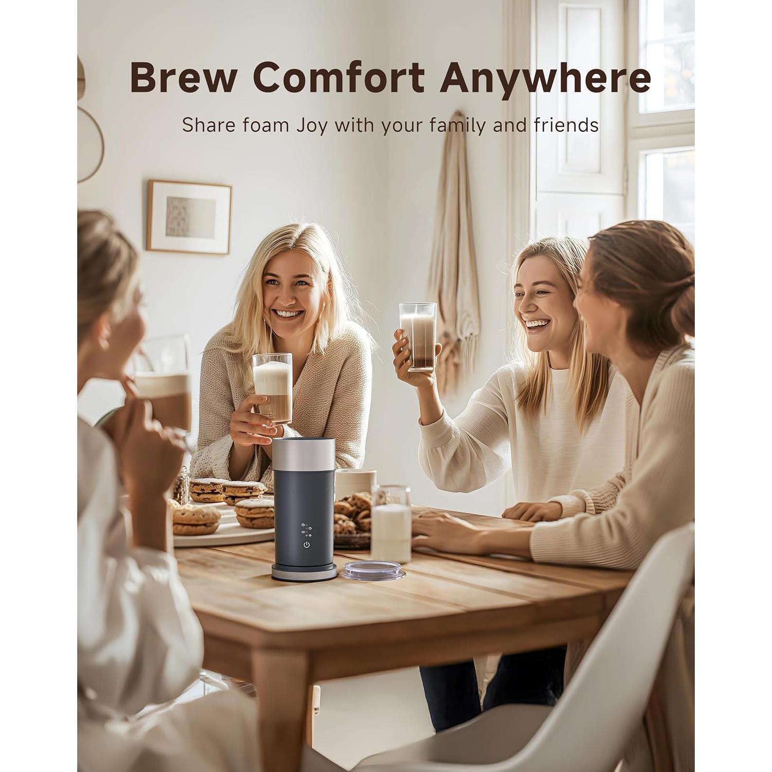 Espumador de Leche Eléctrico AMZCHEF MMF-827 4 en 1 Negro