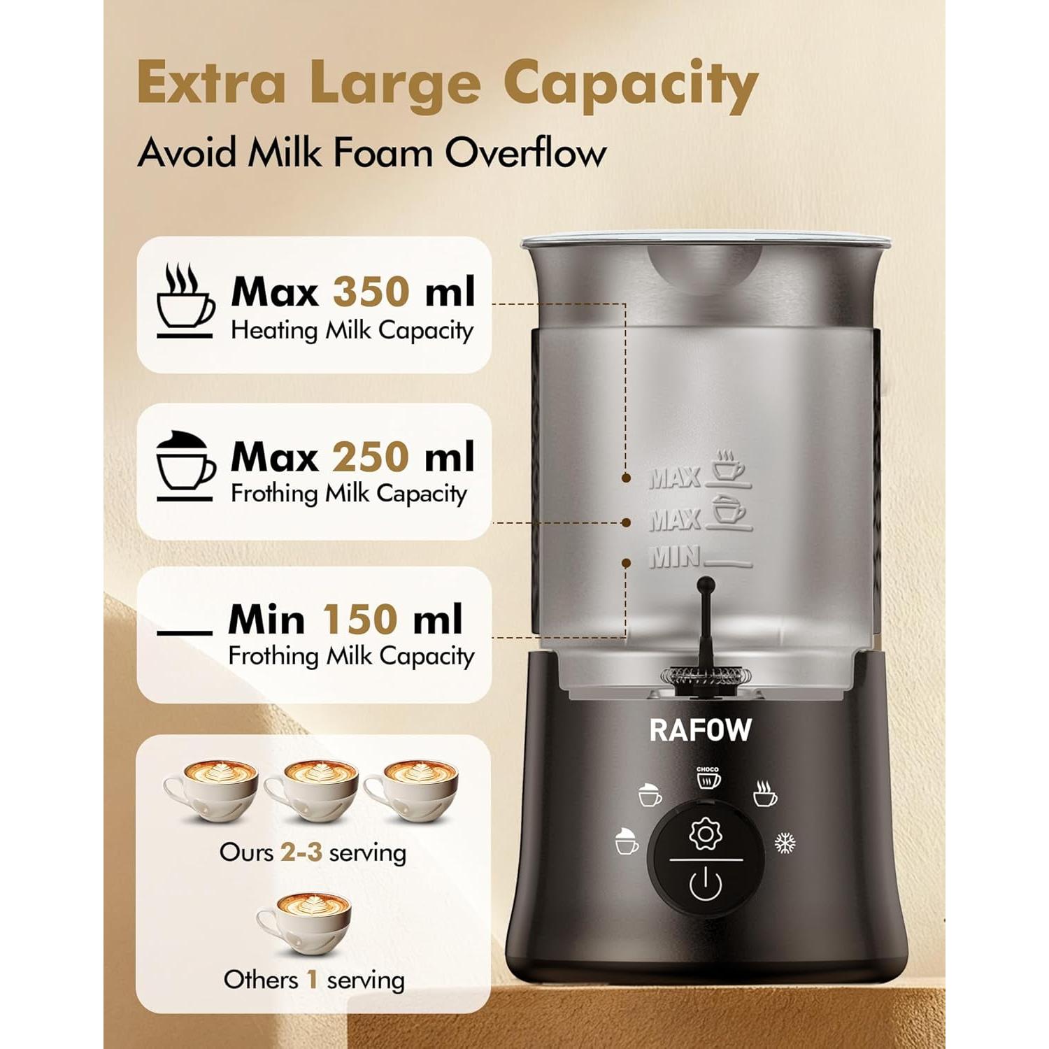 Espumador de Leche Eléctrico Rafow 350ml 5 en 1 Automático