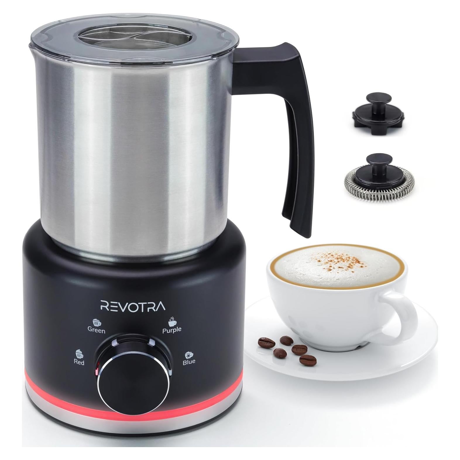 Espumador de Leche Eléctrico REVOTRA 500ml 4-en-1 Acero Inoxidable