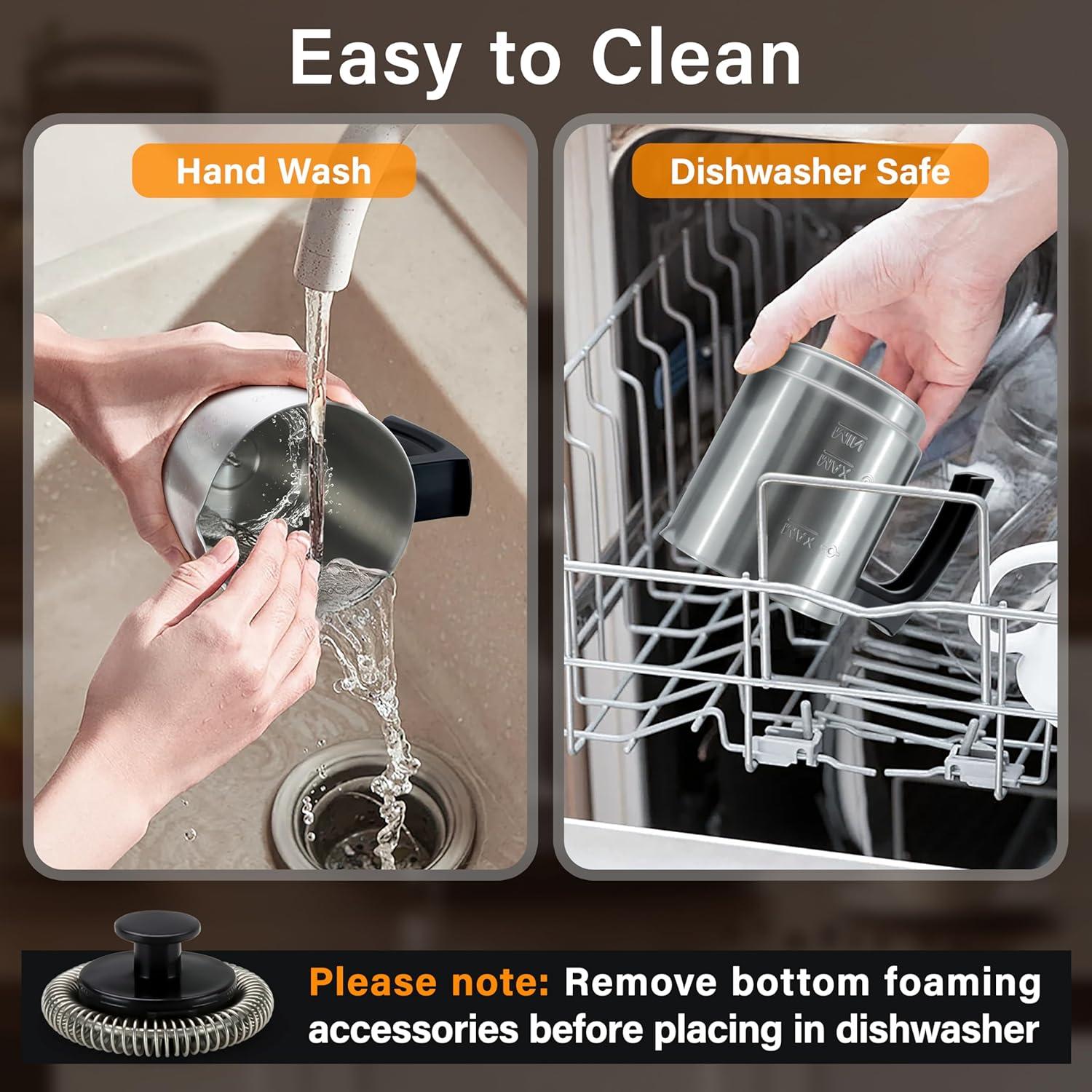 Espumador de Leche Eléctrico REVOTRA 500ml 4-en-1 Acero Inoxidable