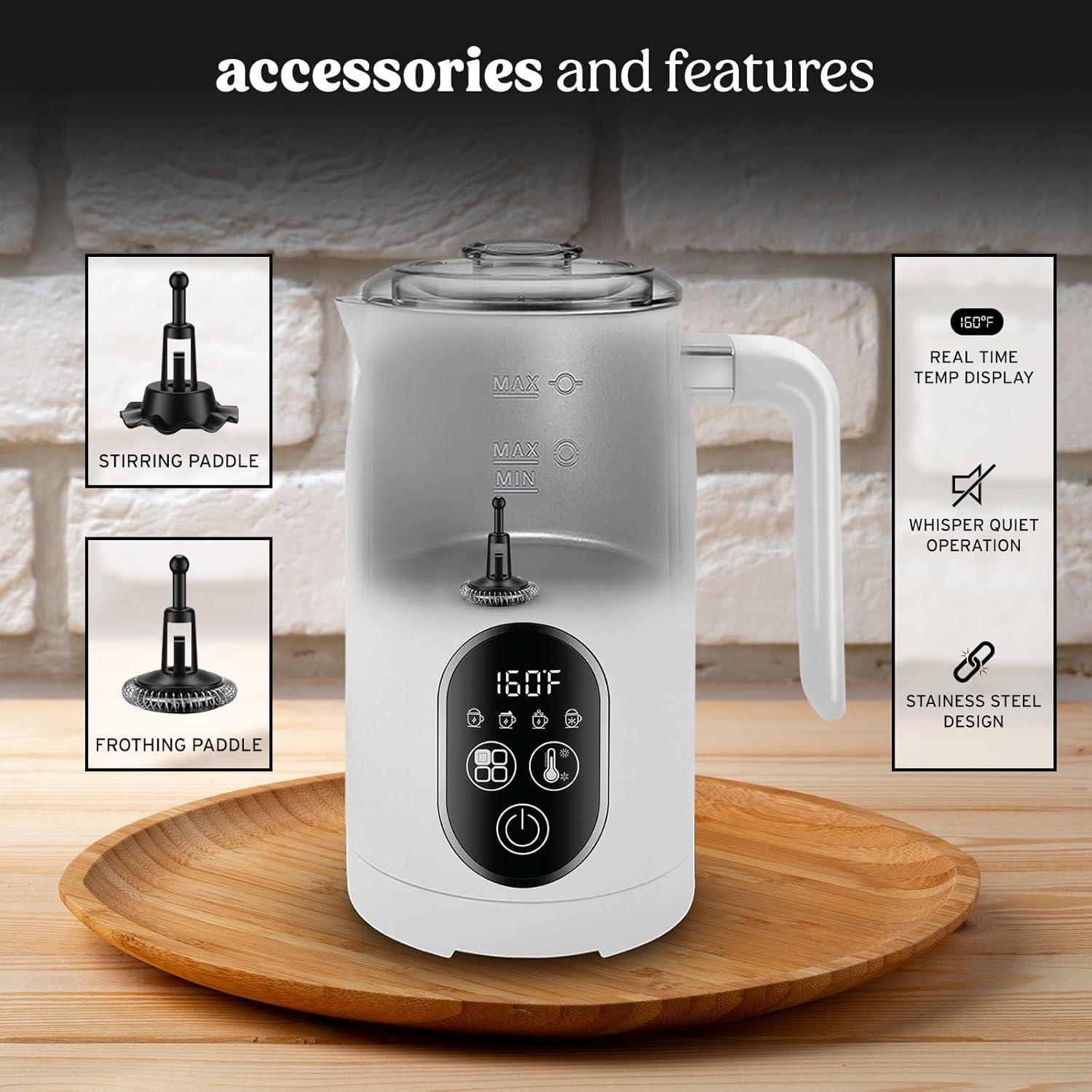 Espumador de Leche Eléctrico NELO Digital 4 en 1 Acero Inoxidable