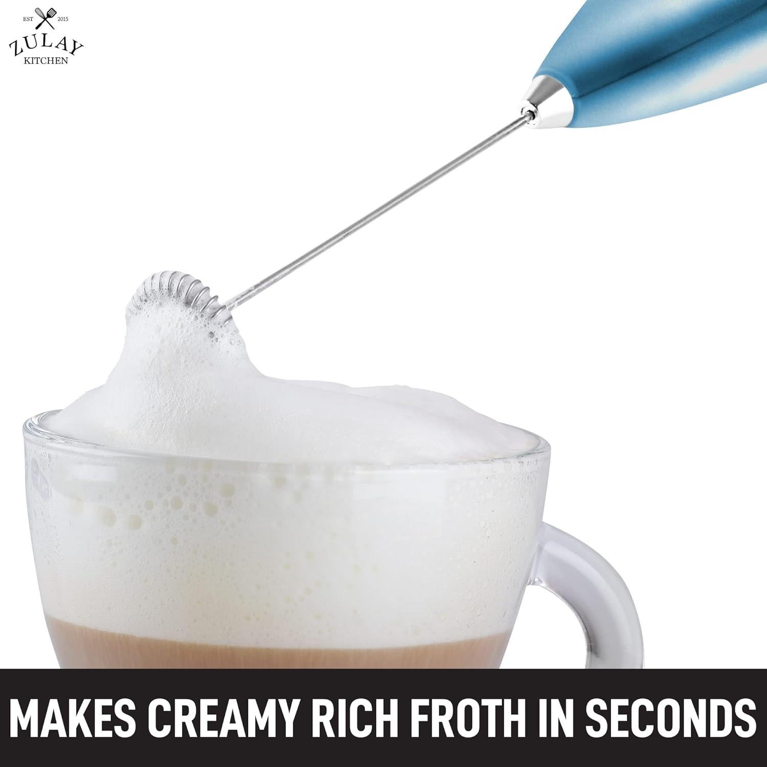 Espumador de Leche Zulay Doble Agarre 14000 RPM Acero Inoxidable