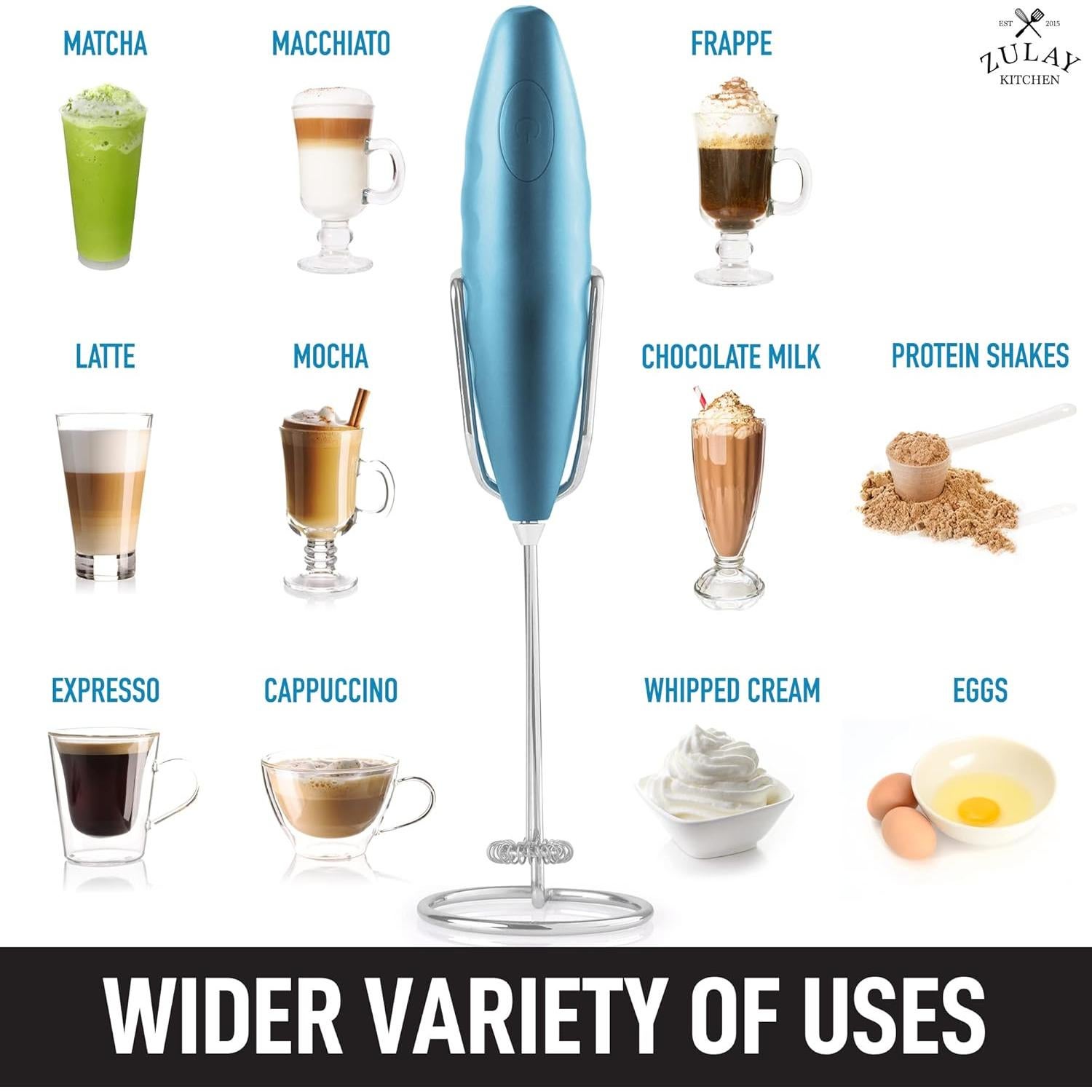 Espumador de Leche Zulay Doble Agarre 14000 RPM Acero Inoxidable