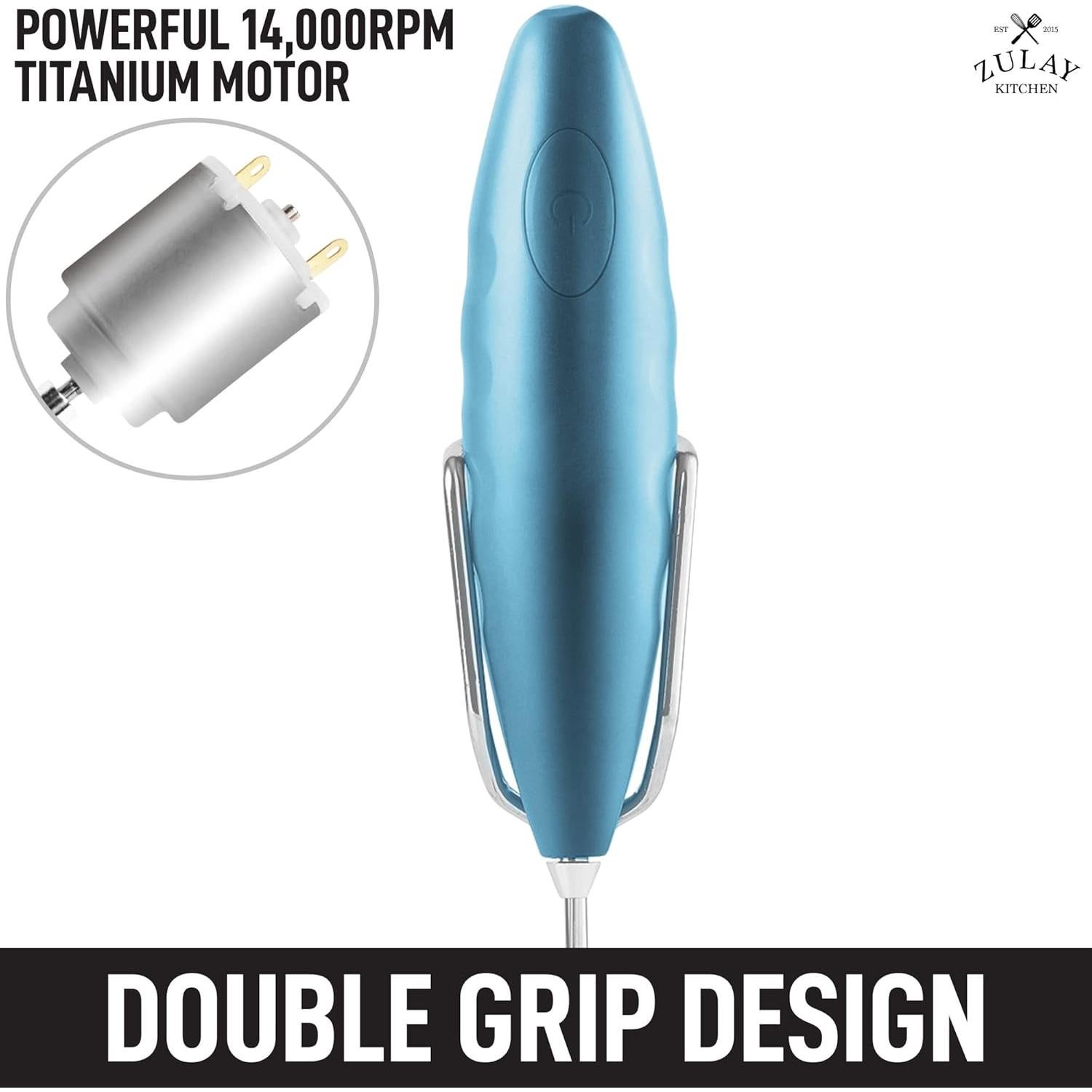 Espumador de Leche Zulay Doble Agarre 14000 RPM Acero Inoxidable