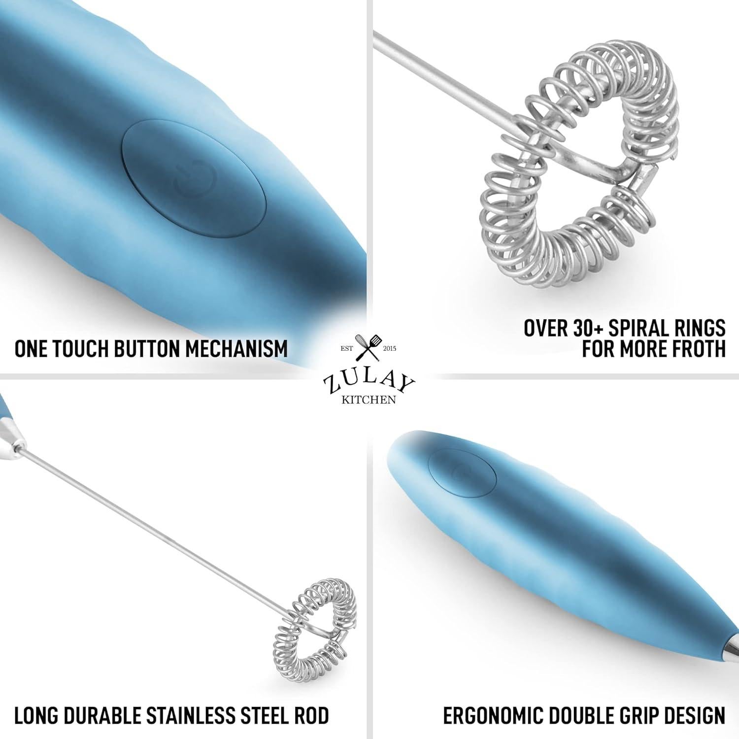 Espumador de Leche Zulay Doble Agarre 14000 RPM Acero Inoxidable