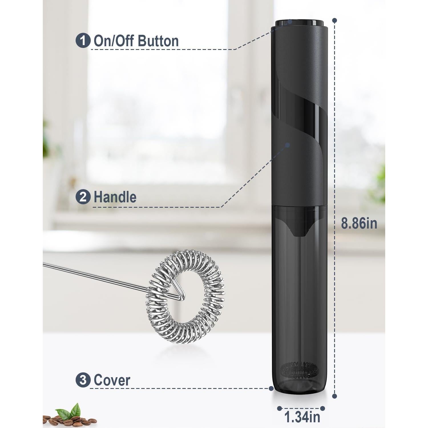 Espumador de Leche Eléctrico JIMYIU MF64-1 0.3L Negro