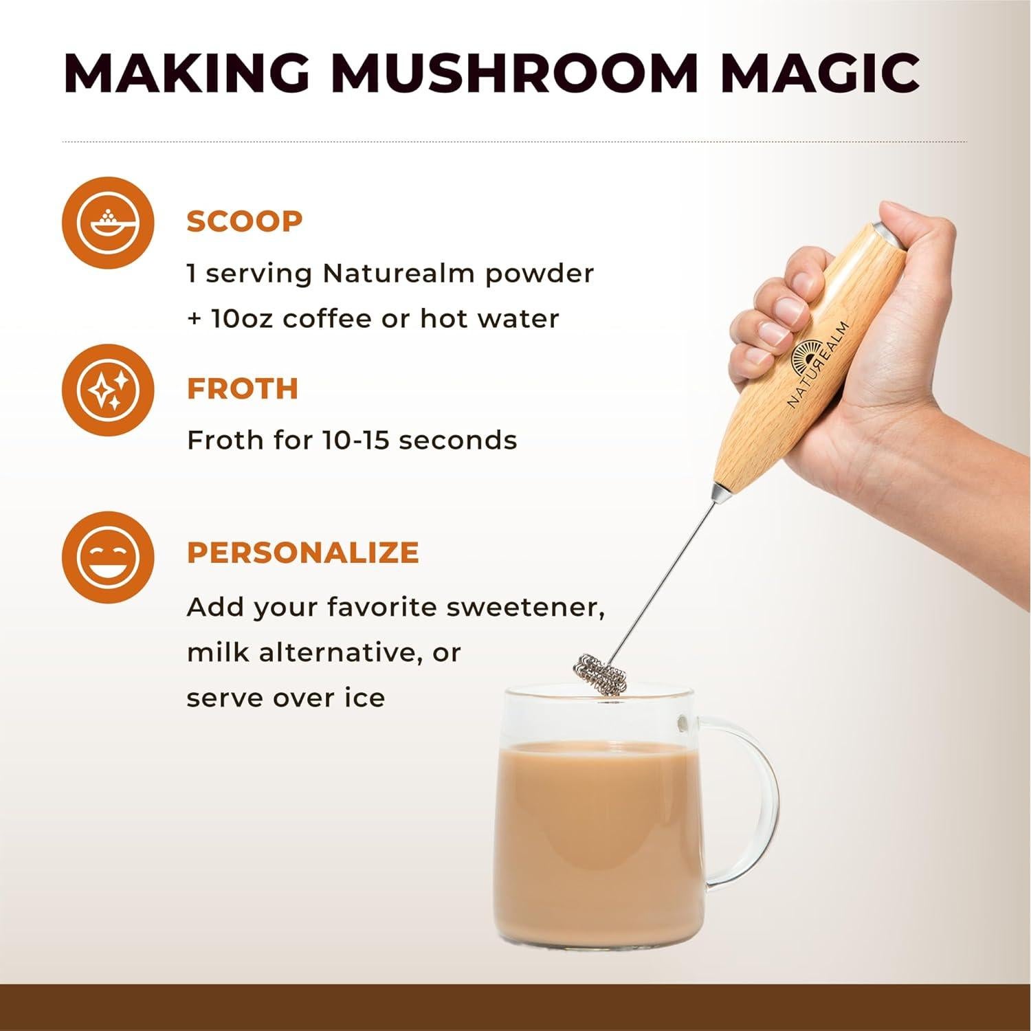 Batidor de Café Naturealm Eléctrico Portátil con Soporte