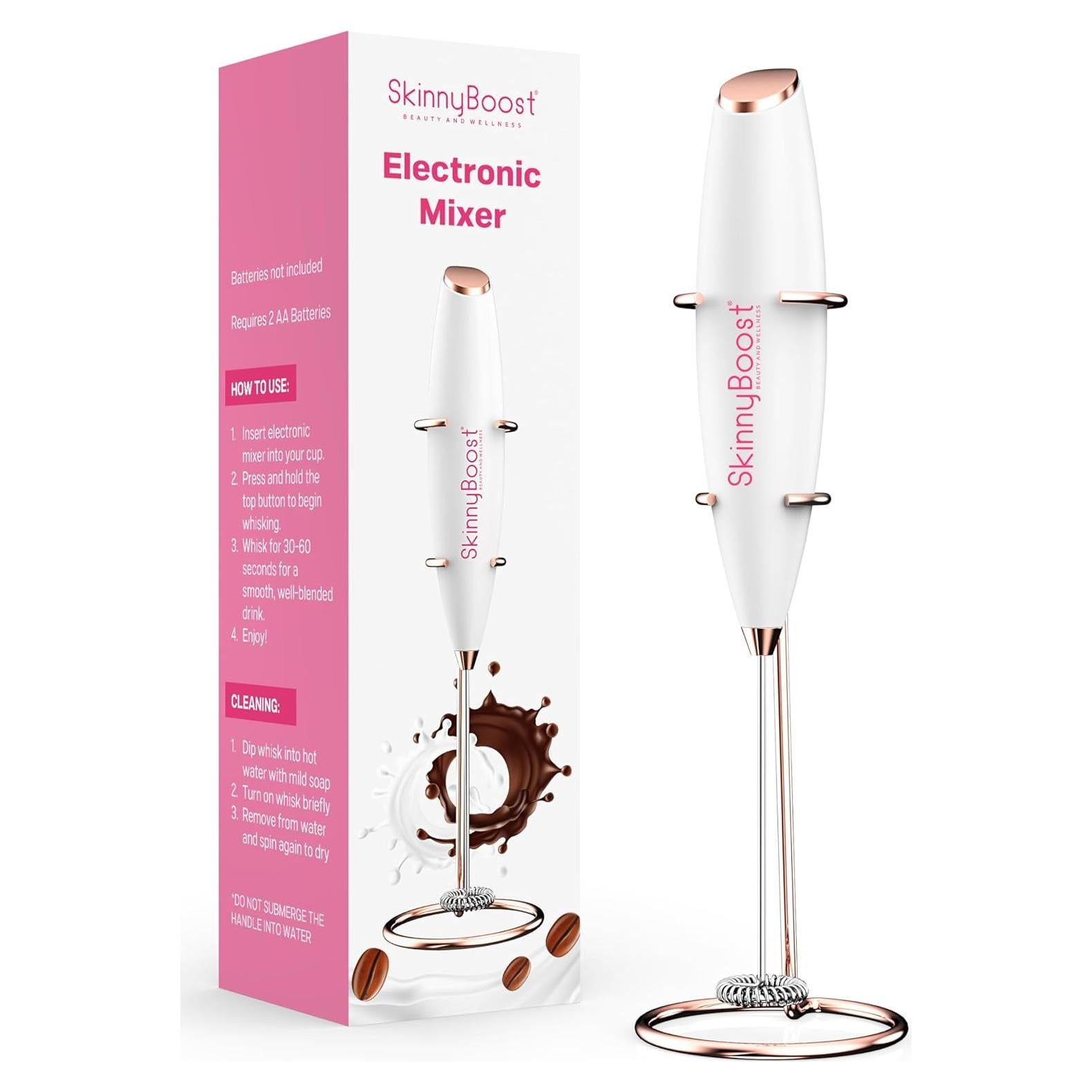 Espumador de Leche Eléctrico SkinnyBoost - Blanco Oro Rosa