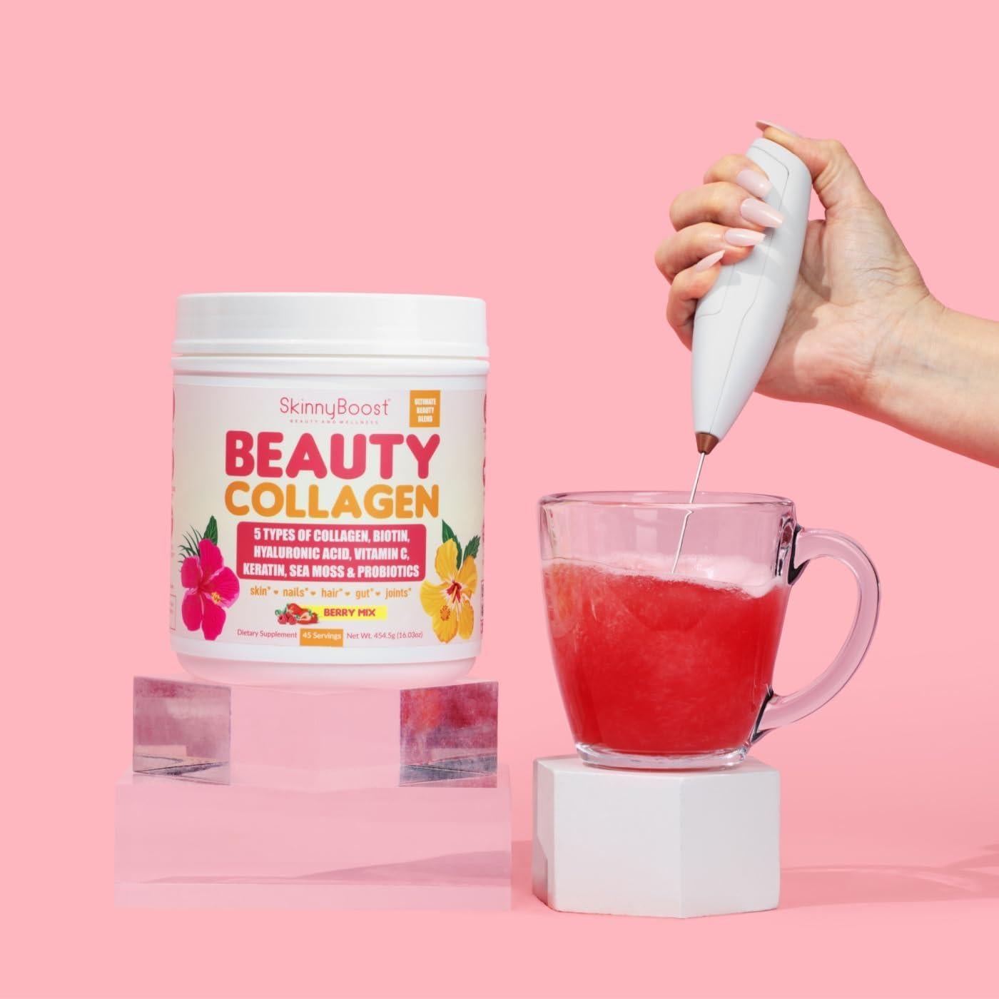 Espumador de Leche Eléctrico SkinnyBoost - Blanco Oro Rosa