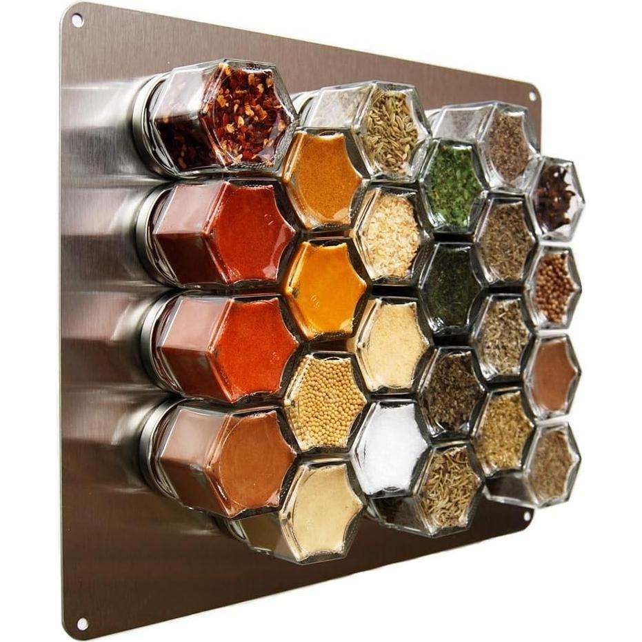 Estante Magnético de Especias Gneiss Spice 24 Tarros Acero Inoxidable