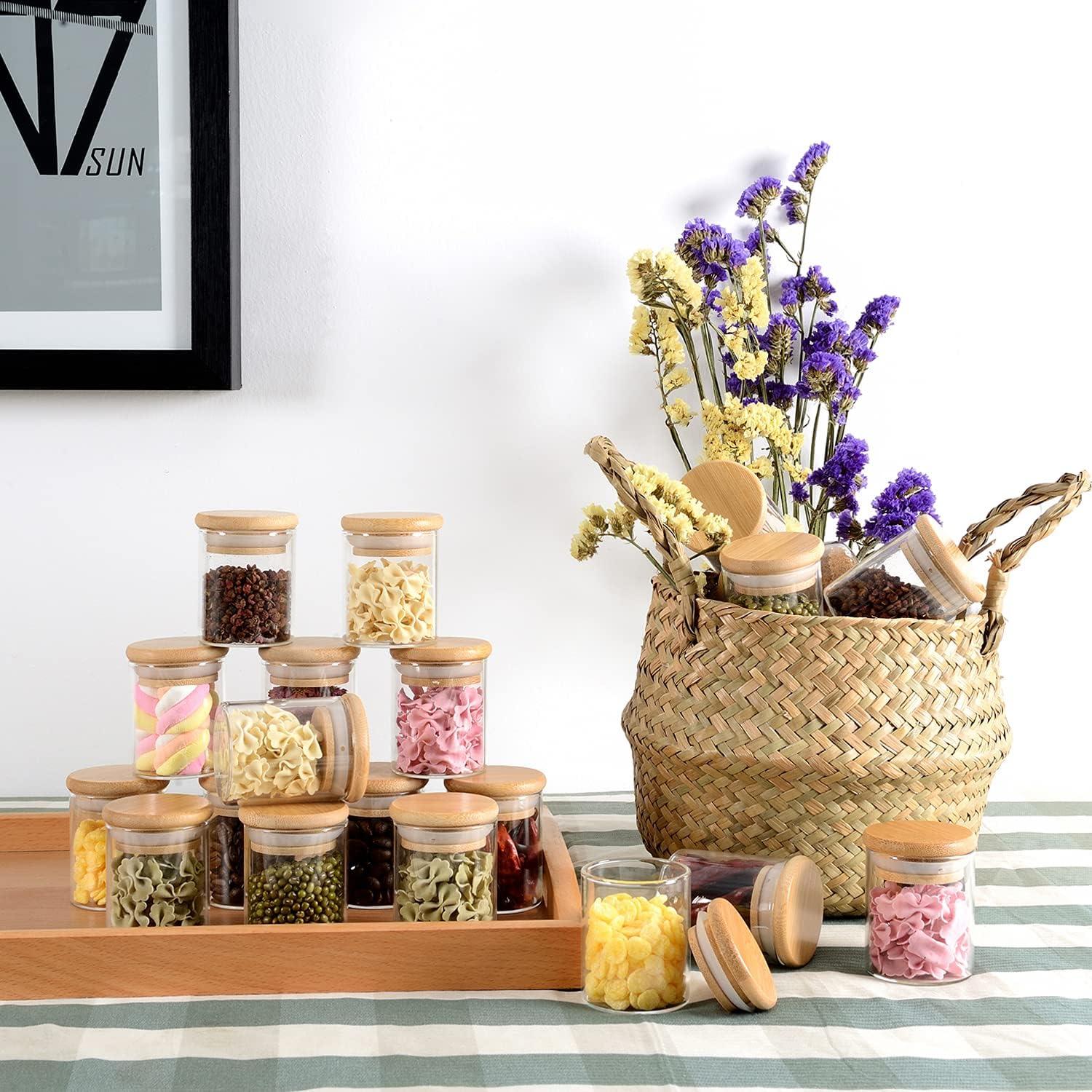 20 Tarros de Especias de Vidrio ZPGXLRZ con Tapas de Bambú 73ml