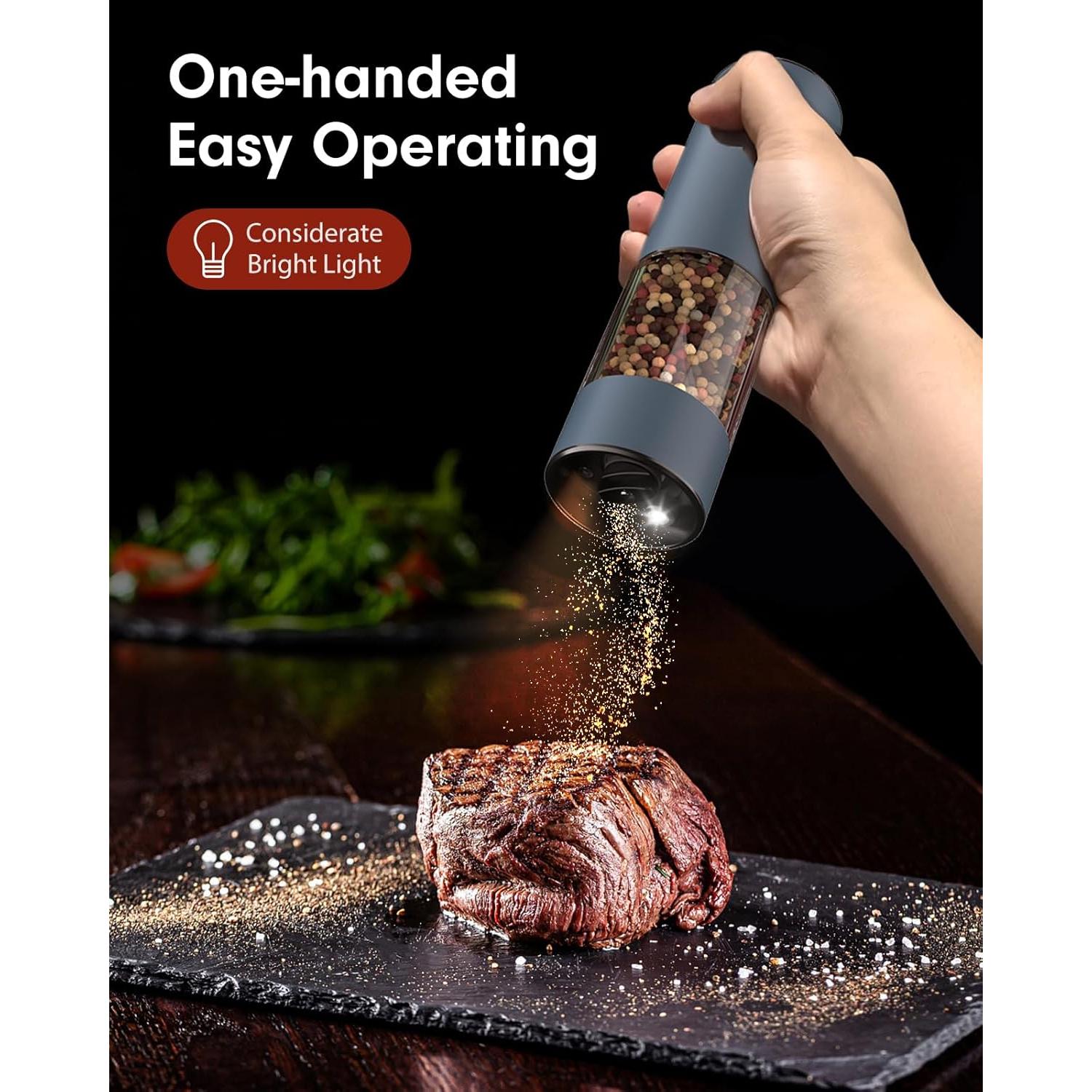 Molinillos Eléctricos de Sal y Pimienta TOMEEM Acero Inoxidable Azul