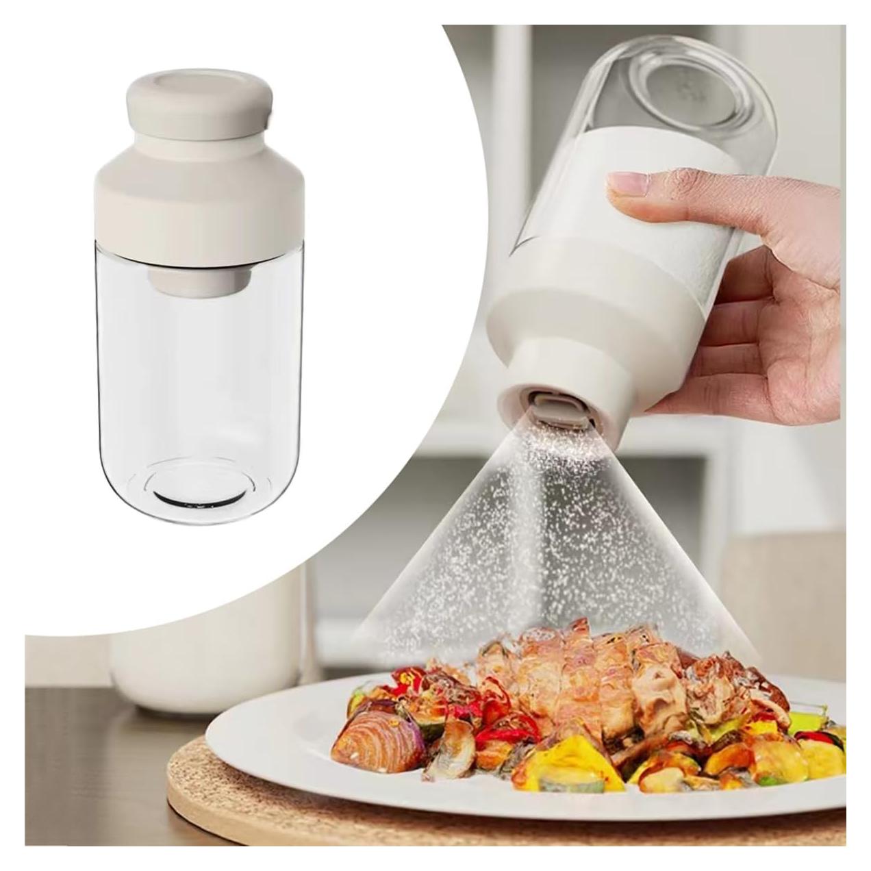 Salero Automedidor YAMKNICE de Vidrio 260ml Libre BPA Gris