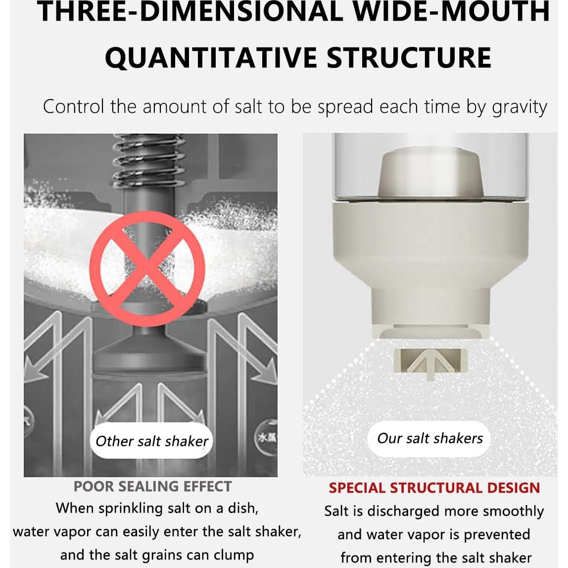 Salero Automedidor YAMKNICE de Vidrio 260ml Libre BPA Gris