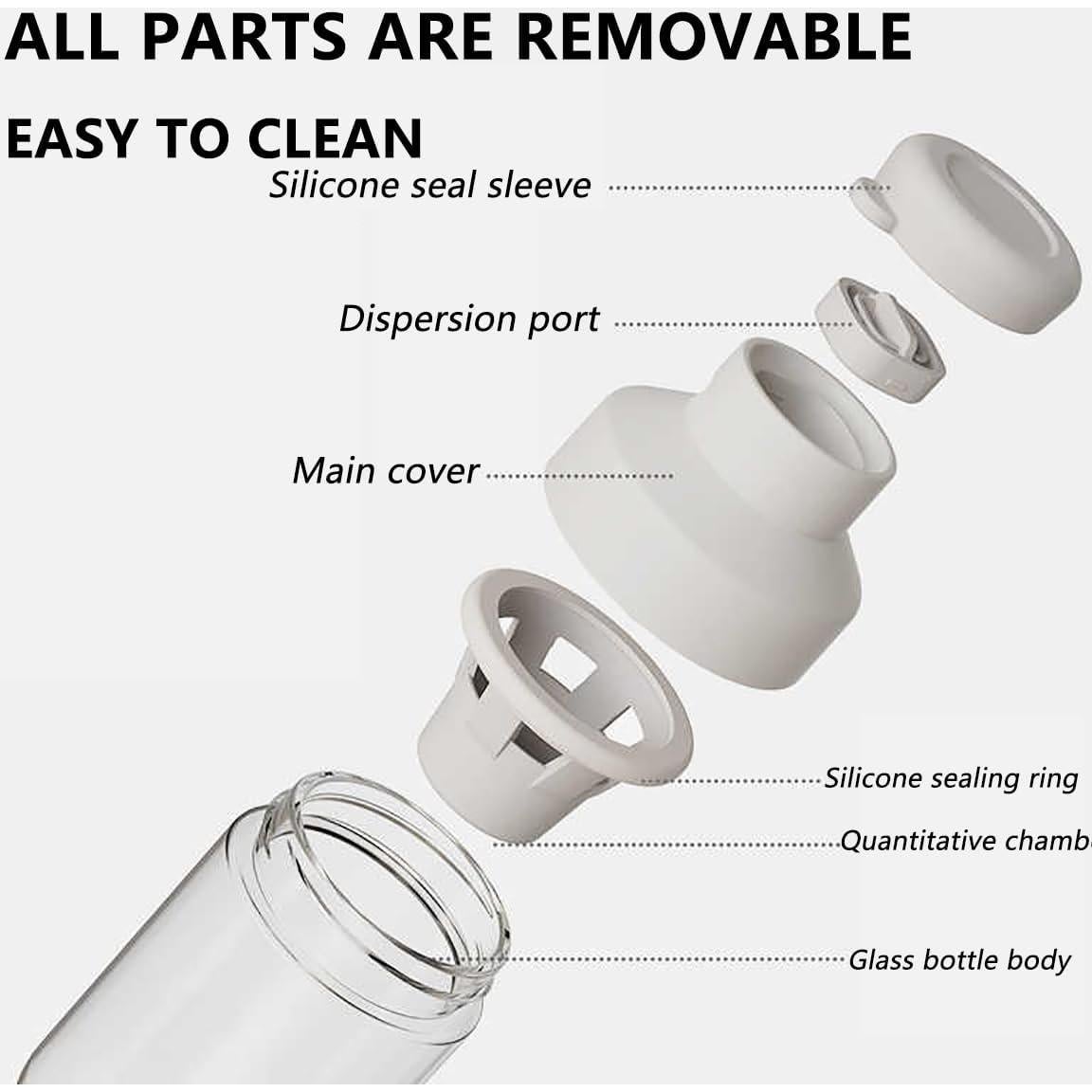 Salero Automedidor YAMKNICE de Vidrio 260ml Libre BPA Gris