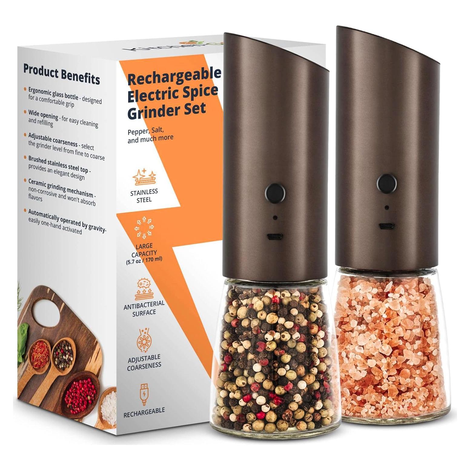 Juego de Molinillos Eléctricos de Sal y Pimienta Kitchen-GO 2 Unidades