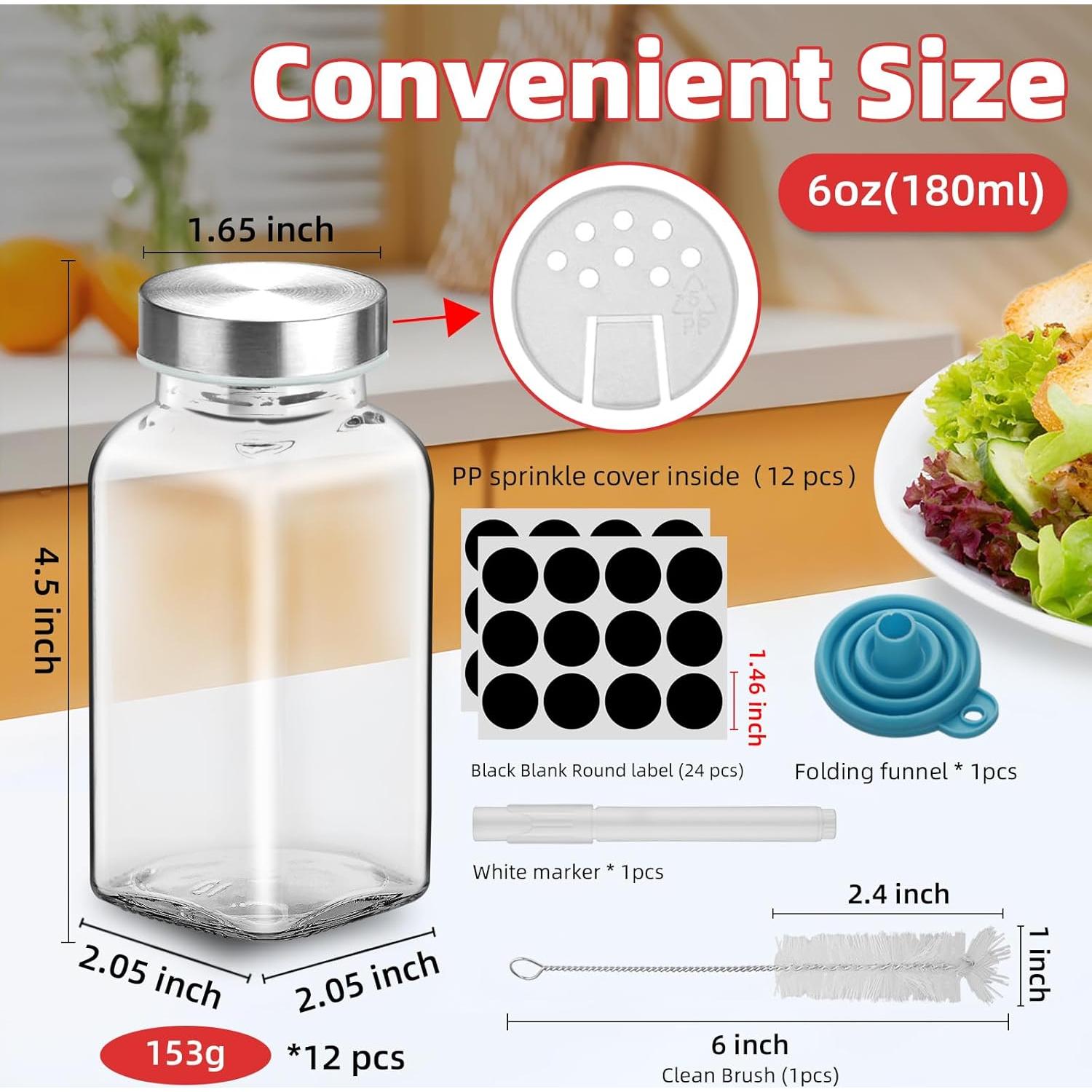 Set de 2 Tarros de Especias de Vidrio 6 oz eispapa con Tapas