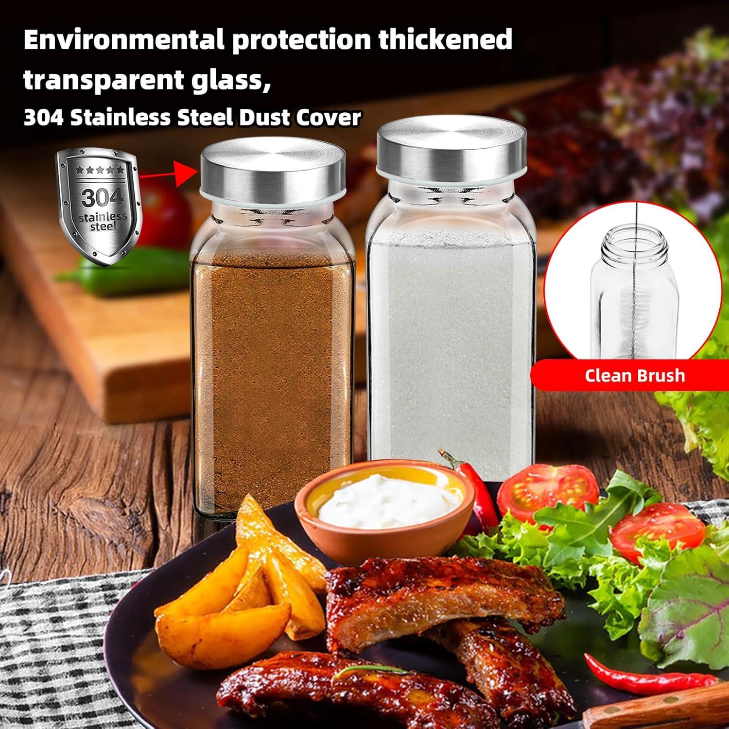 Set de 2 Tarros de Especias de Vidrio 6 oz eispapa con Tapas