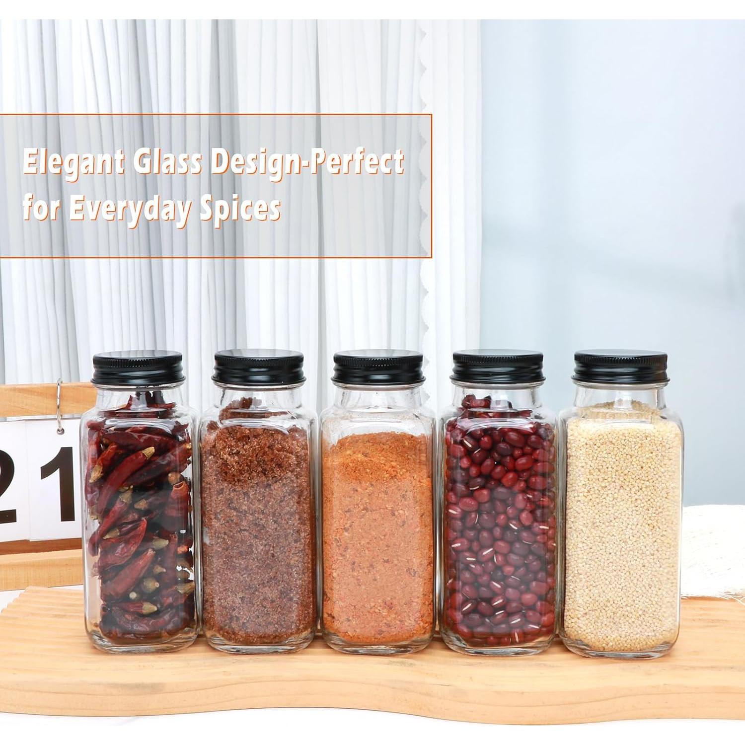 Juego de 15 Jarras de Especias de Vidrio 8oz con Tapas Metálicas
