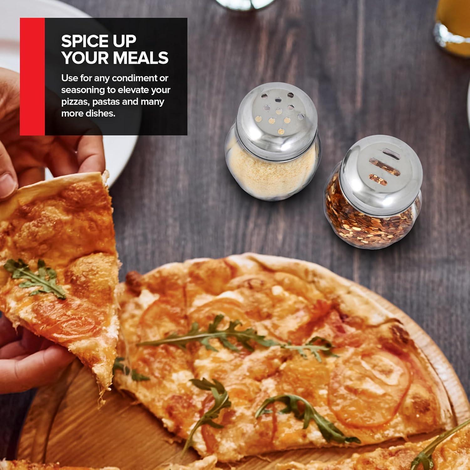 Juego de 2 dispensadores de especias vidrio 6 oz acero inoxidable