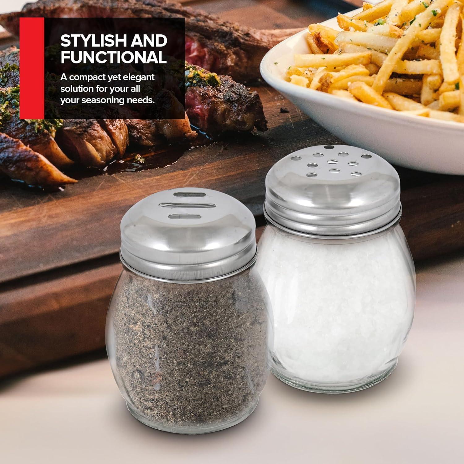 Juego de 2 dispensadores de especias vidrio 6 oz acero inoxidable