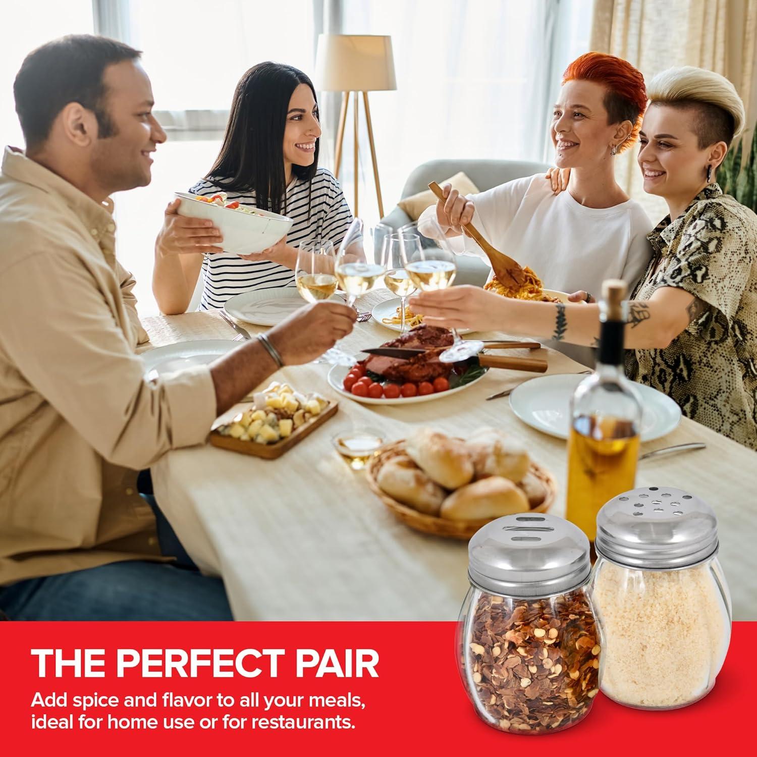 Juego de 2 dispensadores de especias vidrio 6 oz acero inoxidable