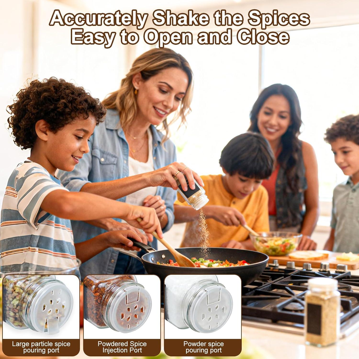 24 Tarros de Especias JARXSUN Cuadrados 480ml con Etiquetas